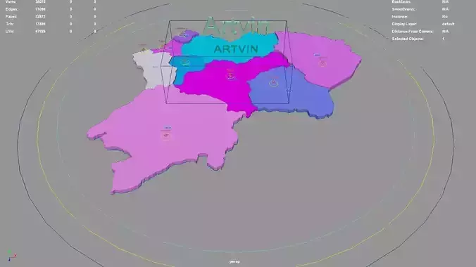 Artvin  Black Sea Region  Turkey map region geography political 3D model