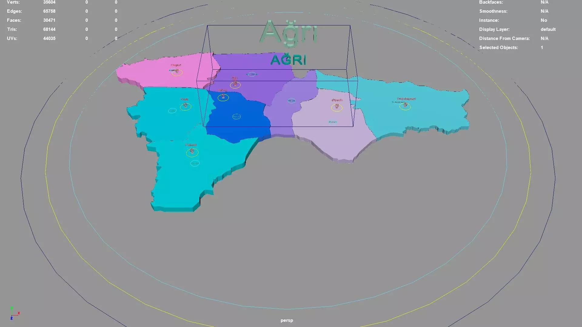 Agri Eastern Anatolia Region Turkey map region geography 3D model