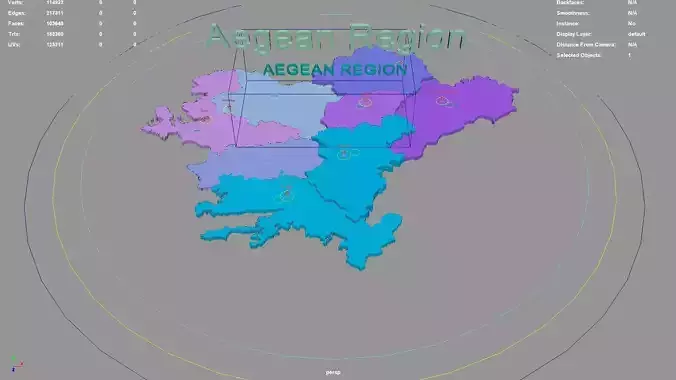 Aegean Region Turkey map region geography political geographic 3D model