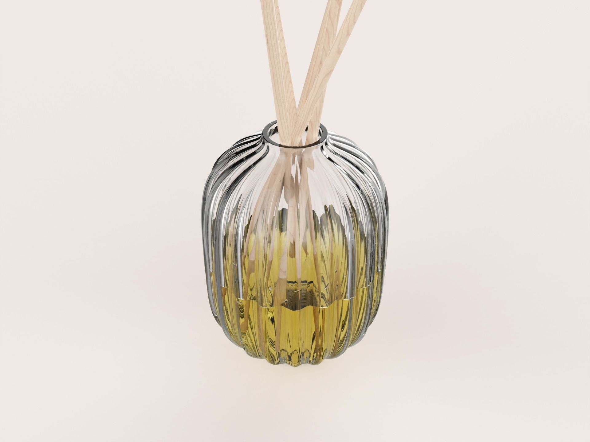 Diffuser round decorative glass container with diffuser sticks free 3D ...