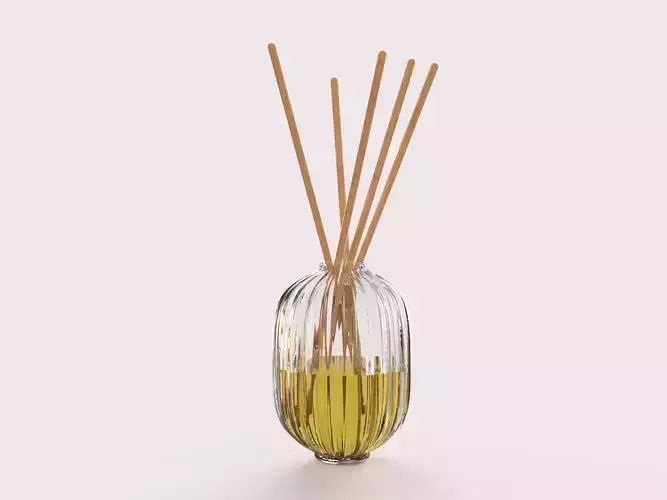 Diffuser round decorative glass container with diffuser sticks