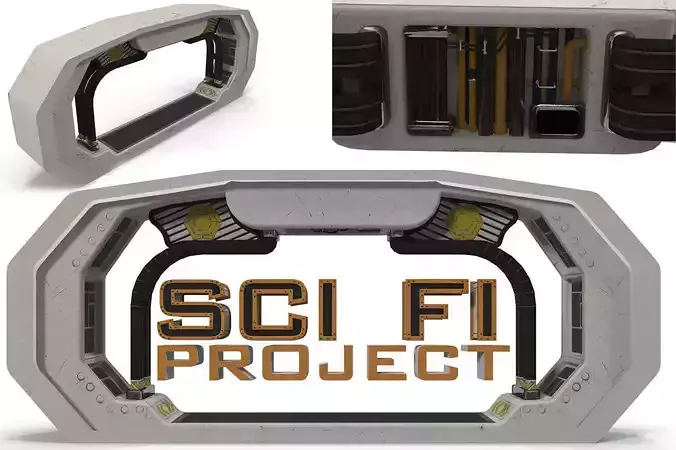 Sci Fi interior coupling member Low-poly 3D model