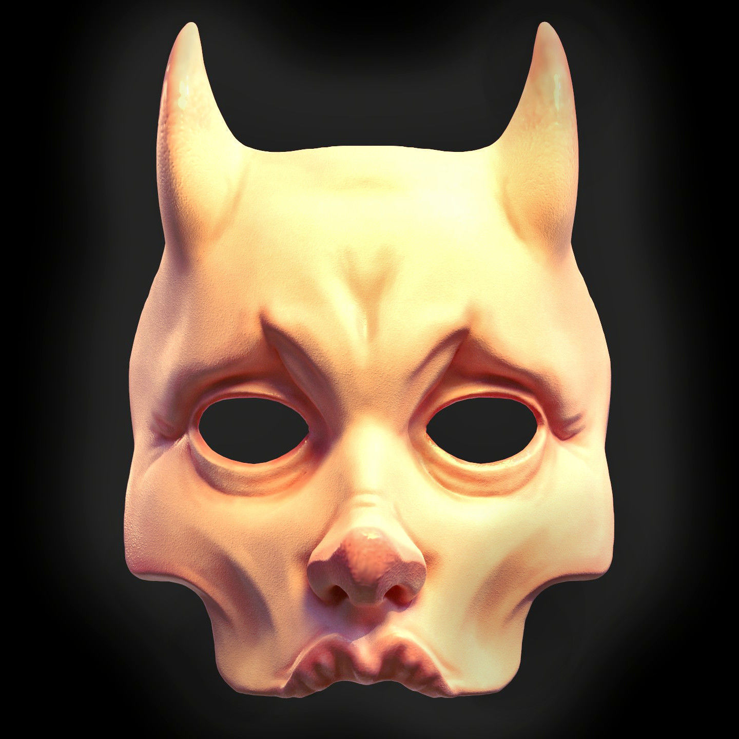 demon woman tragic mask 3D print model_2