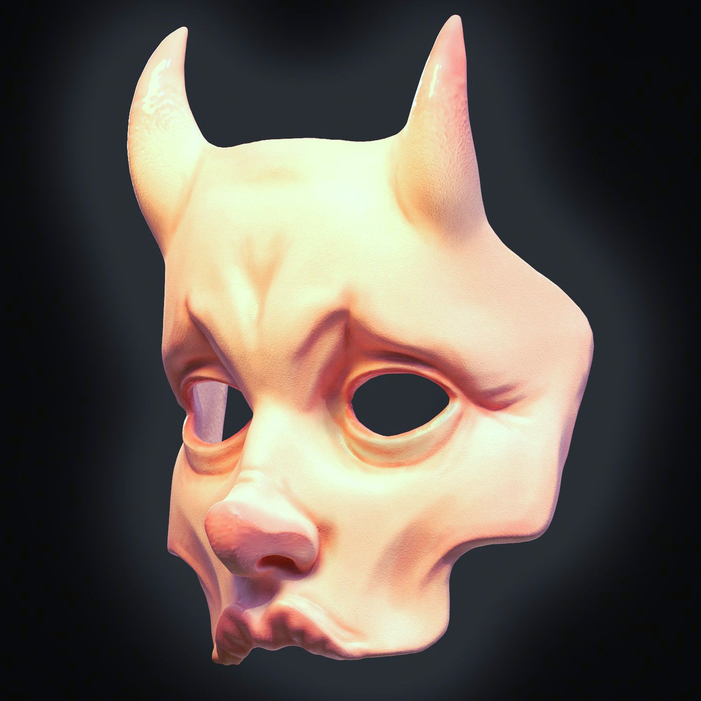 demon woman tragic mask 3D print model_1