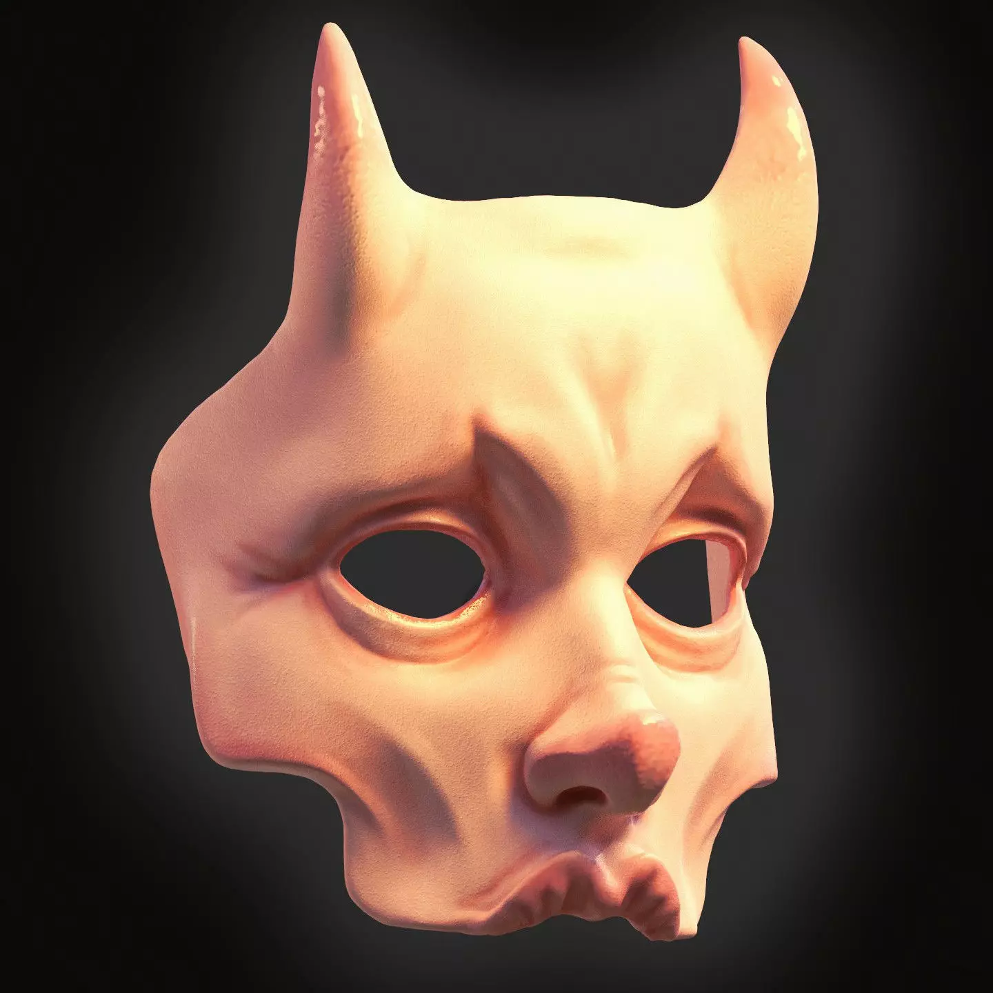 demon woman tragic mask 3D print model_0