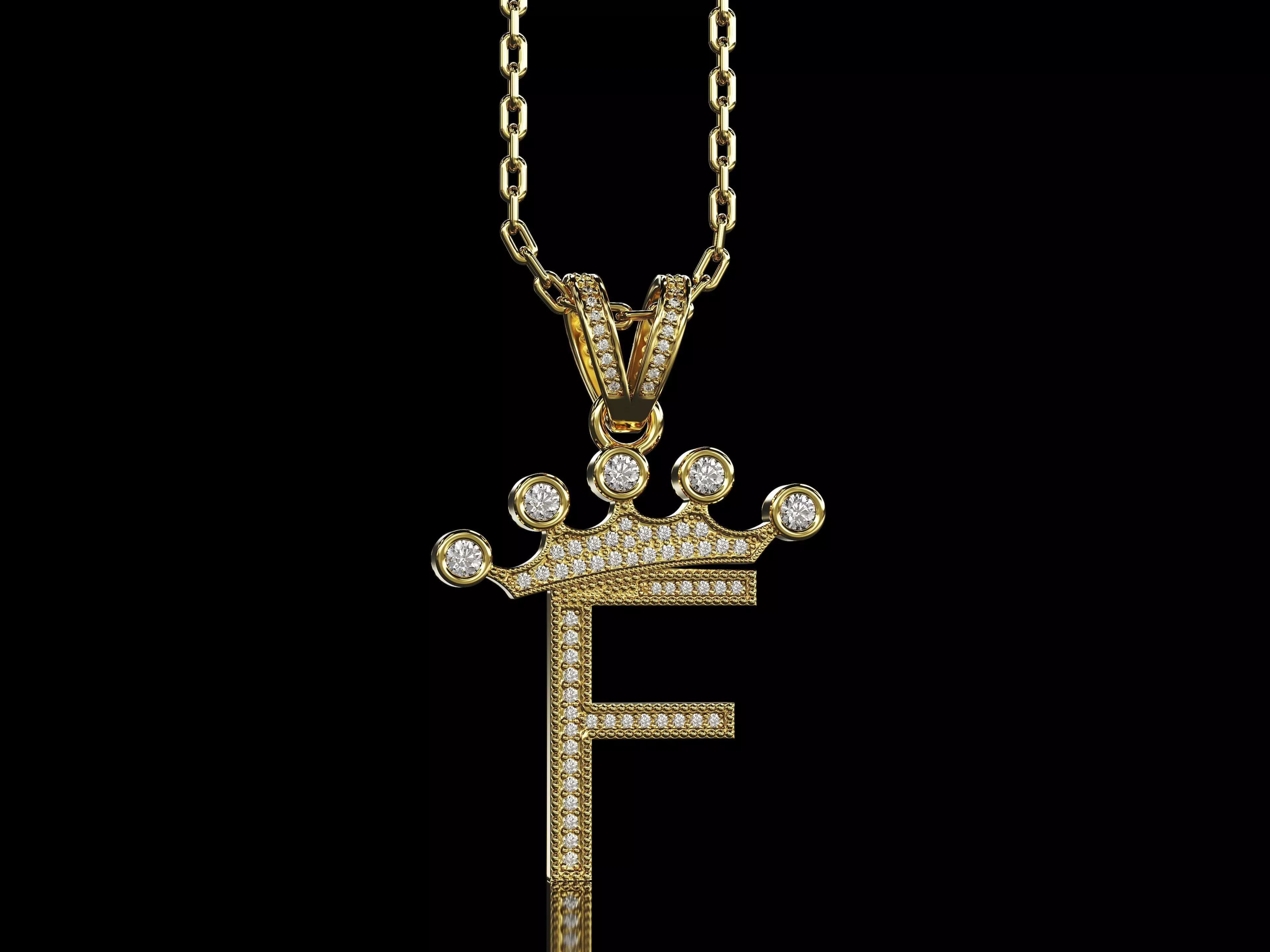 F letter pendant 3D print model_0