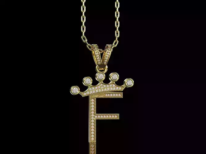 F letter pendant 3D print model