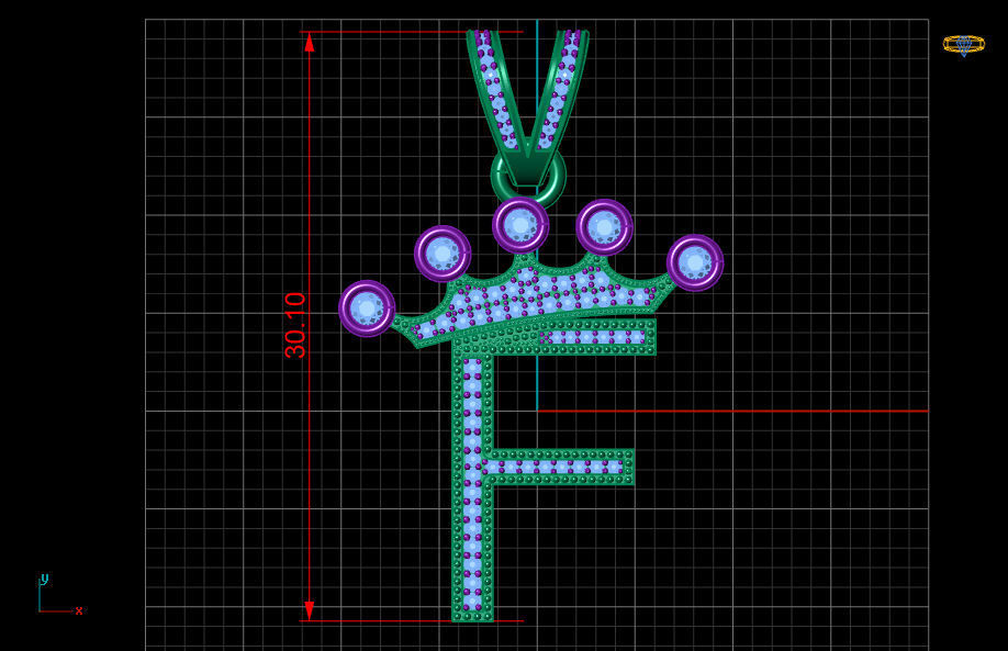 F letter pendant 3D print model_18