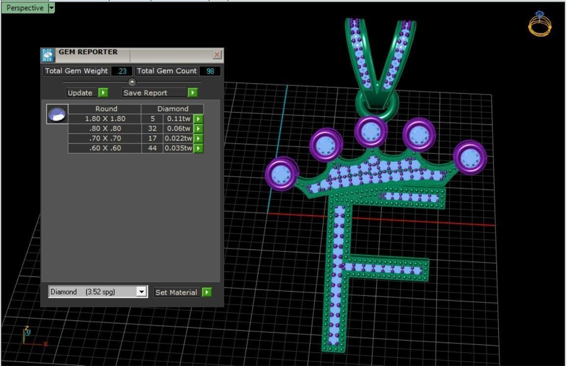 F letter pendant 3D print model_4