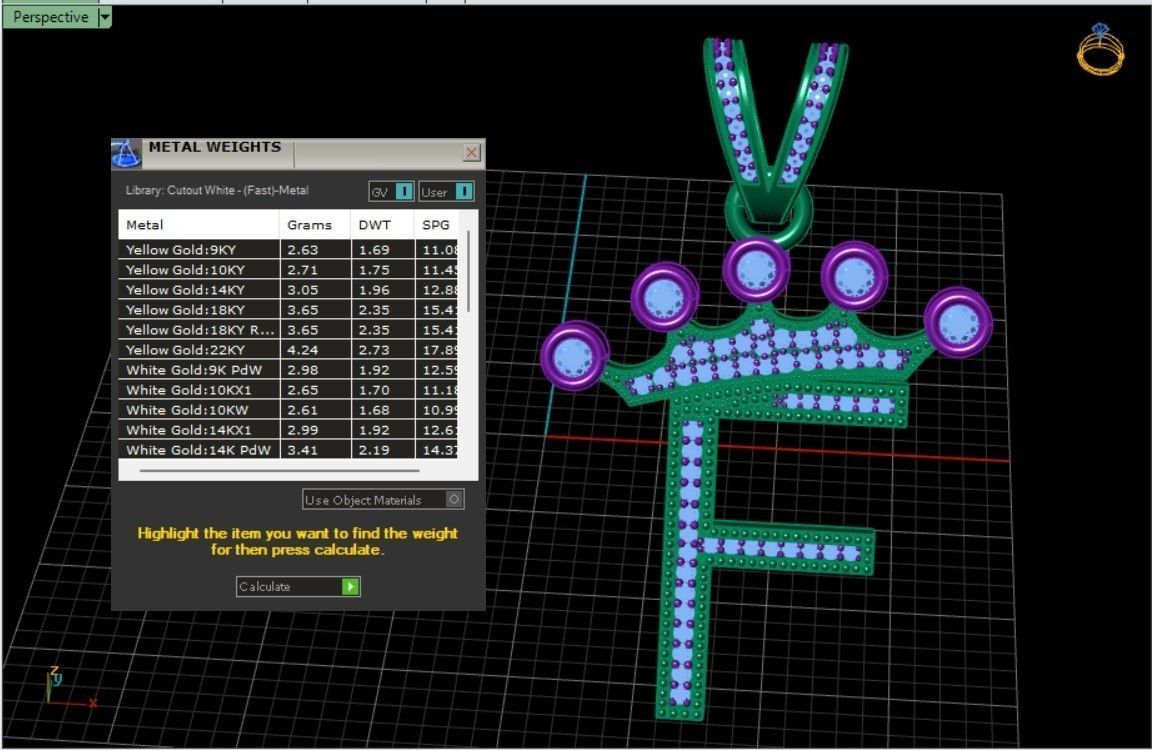 F letter pendant 3D print model_5