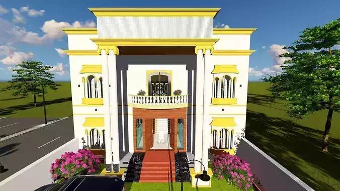 Modern villa 2021 Blender Eevee and Cycles 1 Low-poly 3D model