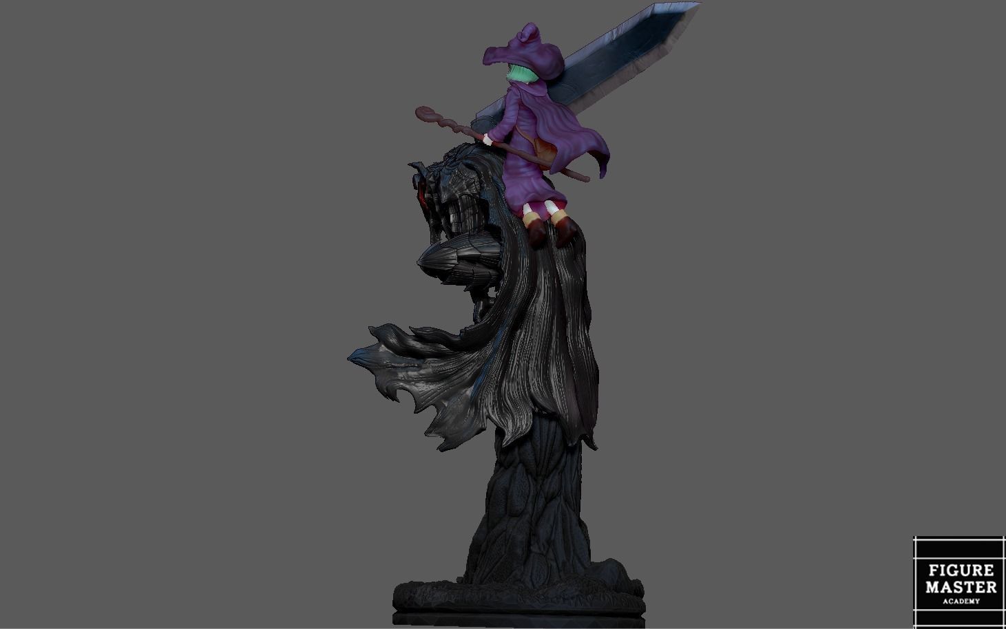 BERSERK GUTS ON EDGE WITH SCIERKE ANIME SWORD CHARACTER 3D print model_4