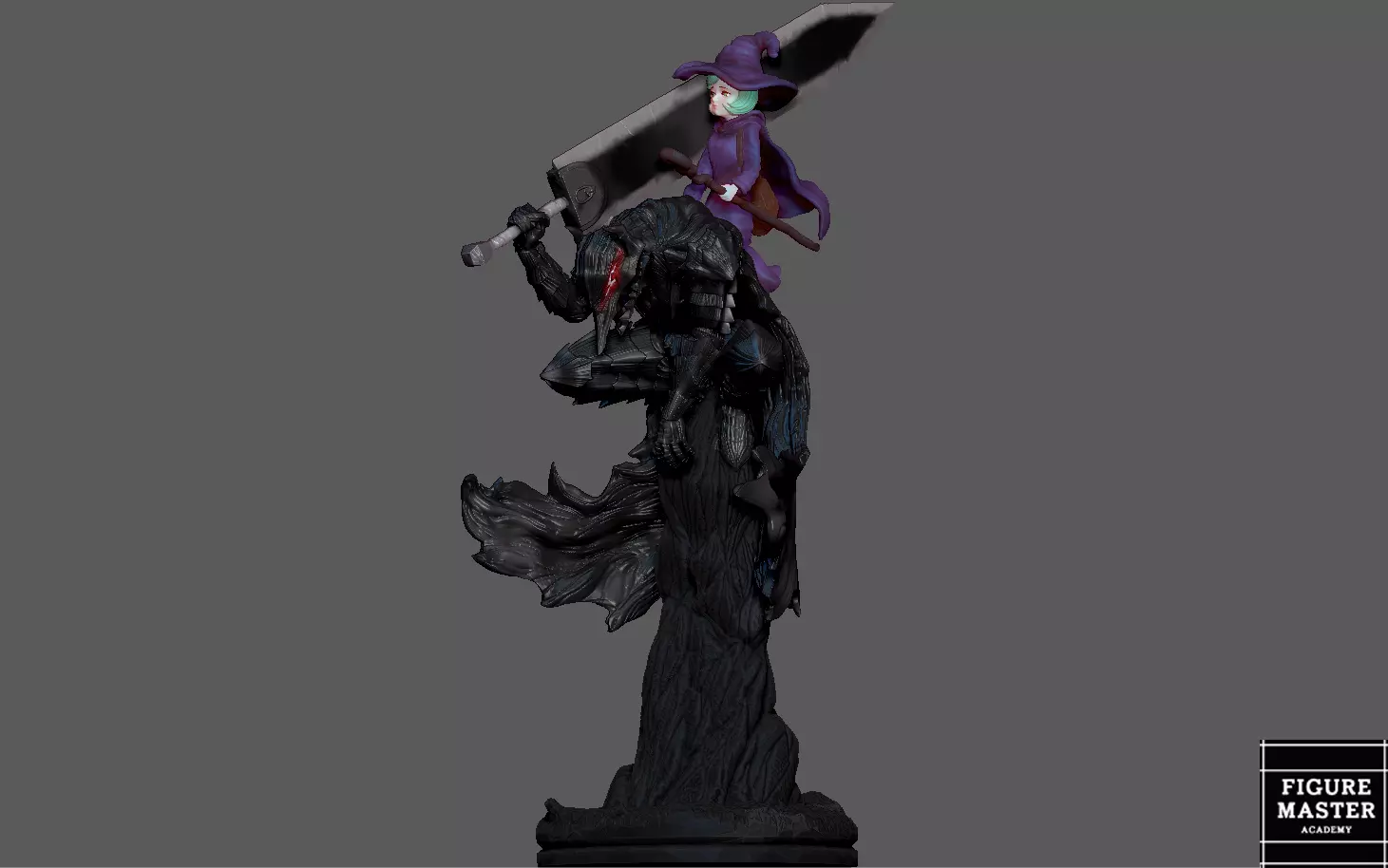 BERSERK GUTS ON EDGE WITH SCIERKE ANIME SWORD CHARACTER 3D print model_0