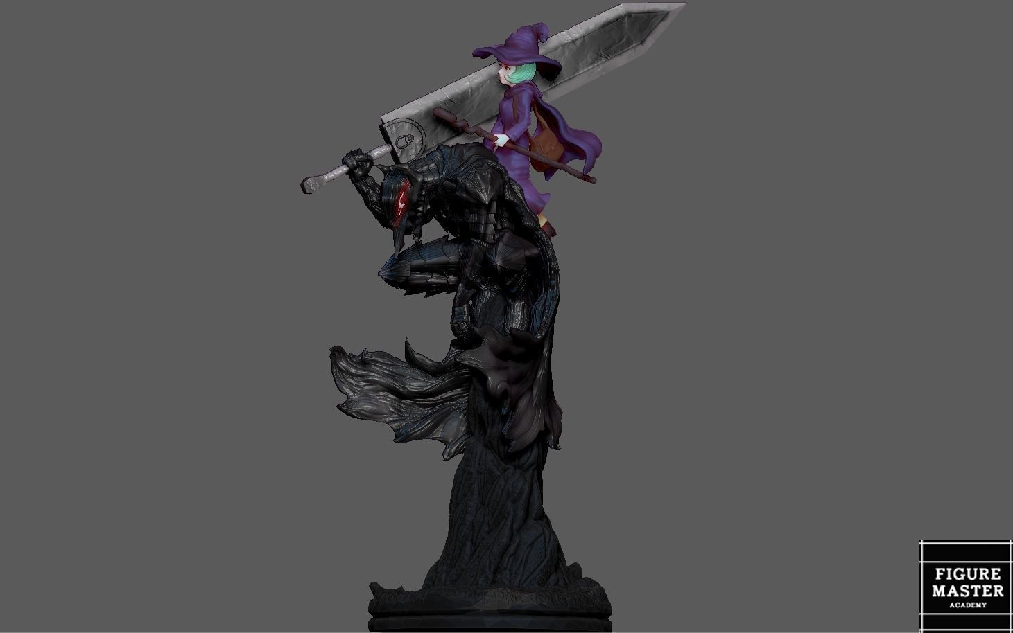 BERSERK GUTS ON EDGE WITH SCIERKE ANIME SWORD CHARACTER 3D print model_3