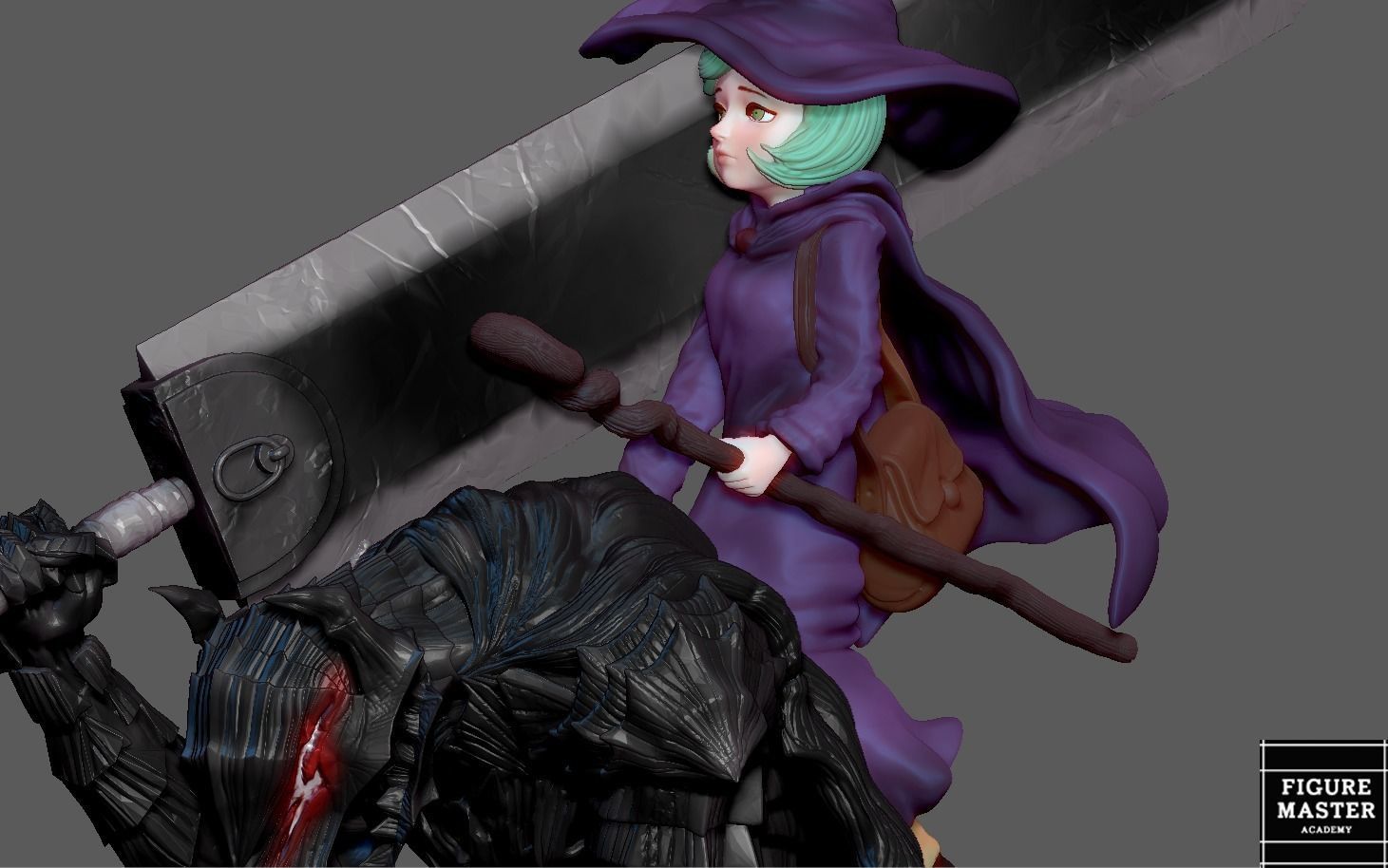 BERSERK GUTS ON EDGE WITH SCIERKE ANIME SWORD CHARACTER 3D print model_9