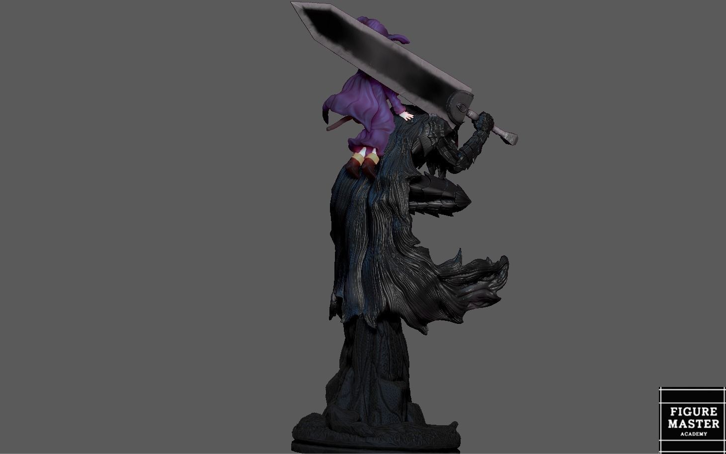 BERSERK GUTS ON EDGE WITH SCIERKE ANIME SWORD CHARACTER 3D print model_7