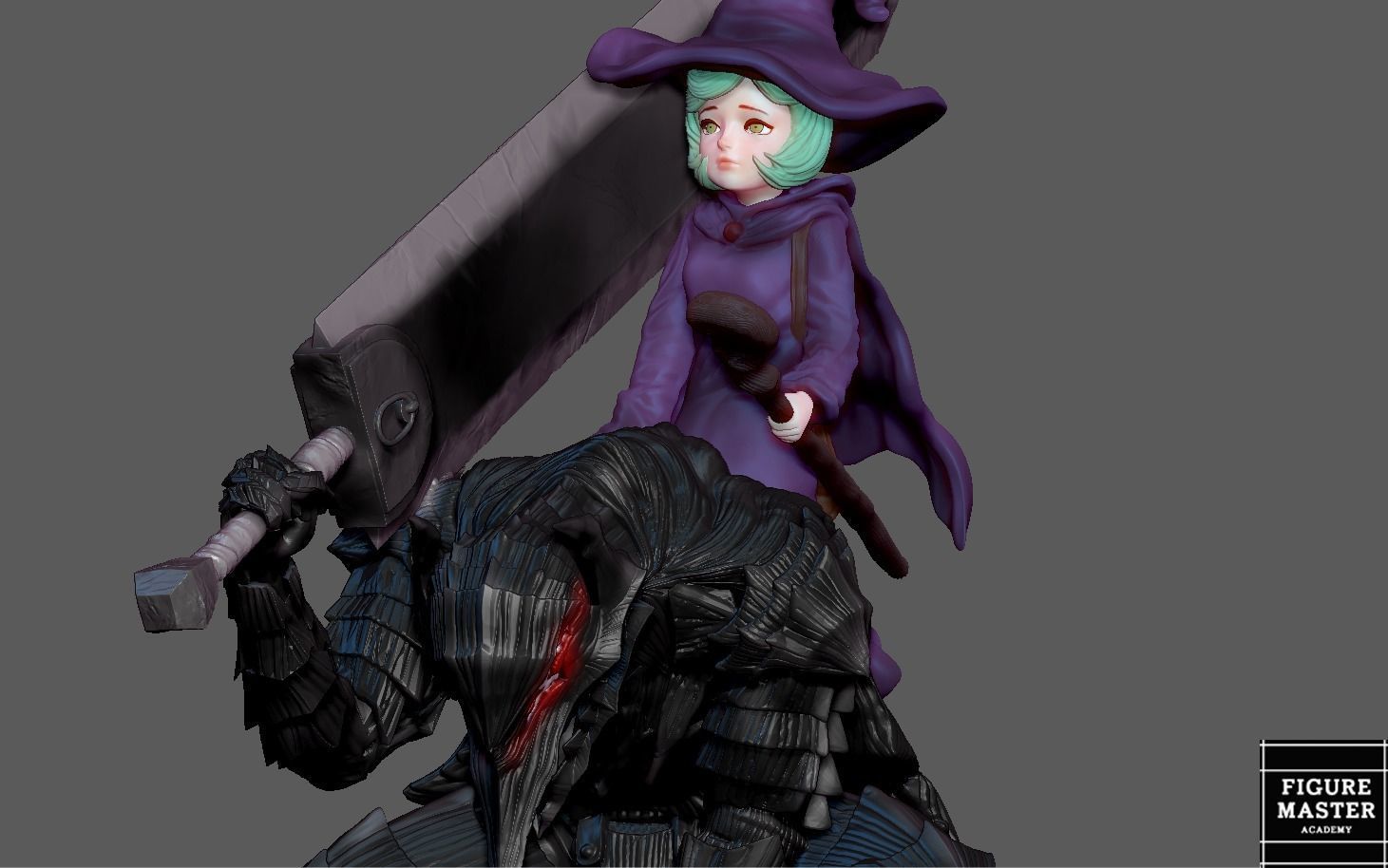 BERSERK GUTS ON EDGE WITH SCIERKE ANIME SWORD CHARACTER 3D print model_8