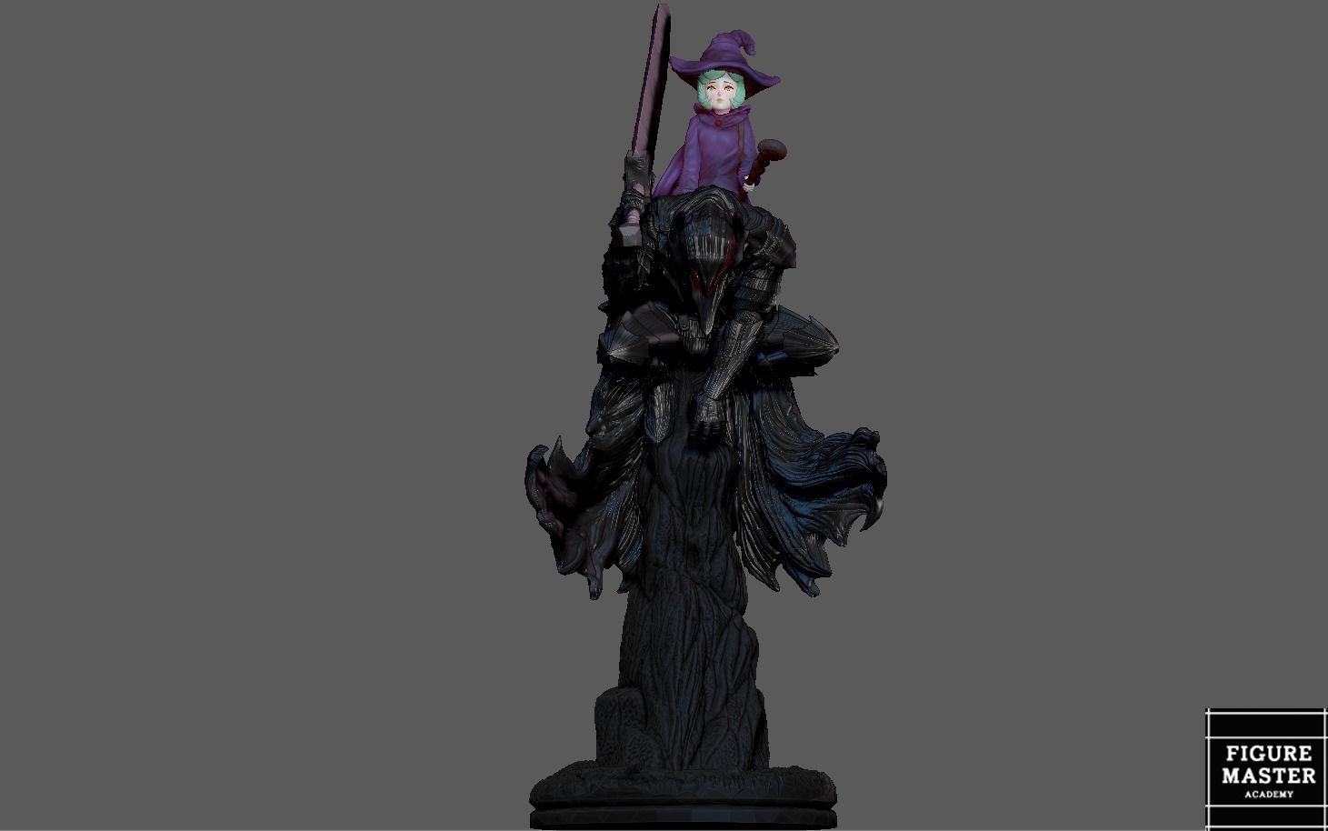 BERSERK GUTS ON EDGE WITH SCIERKE ANIME SWORD CHARACTER 3D print model_5