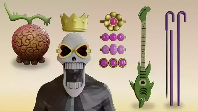 One piece Brook Soul King kit cosplay 3D print model
