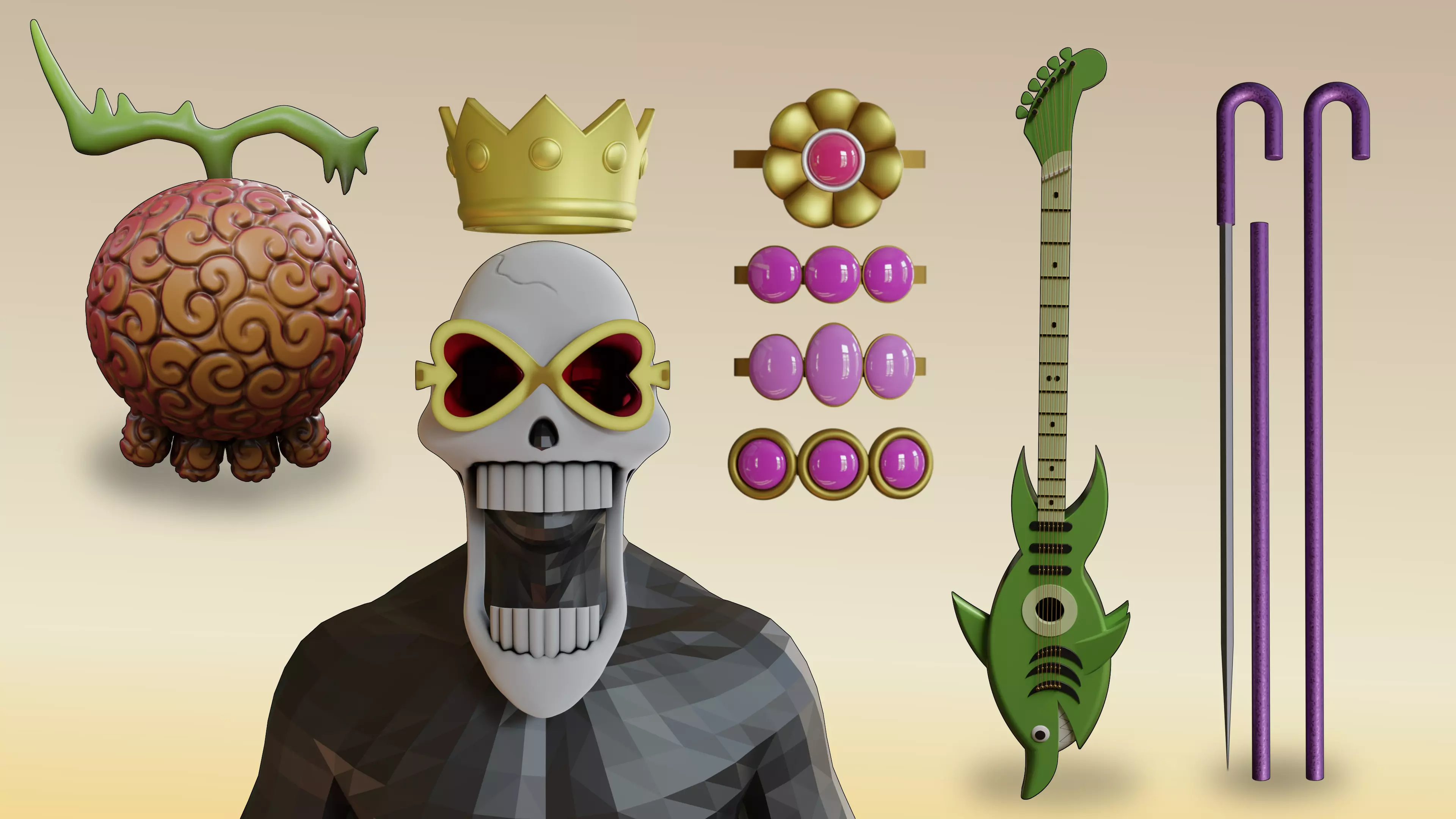 One piece Brook Soul King kit cosplay 3D print model_0