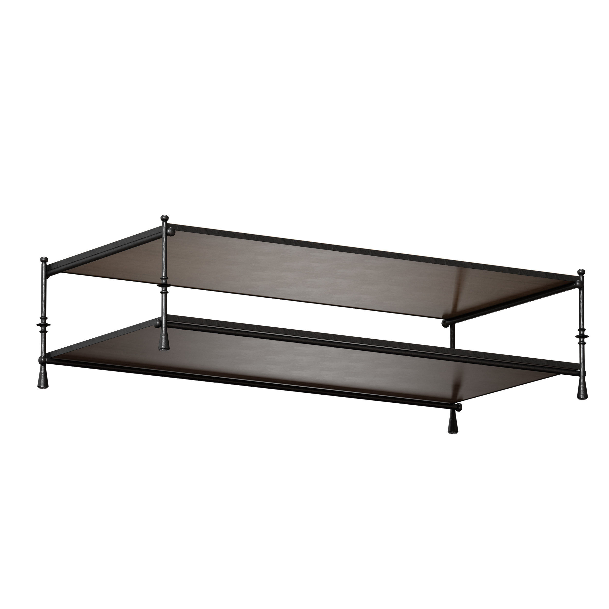 Estate Travertine and Metal Rectangular Coffee Table 3D model_2