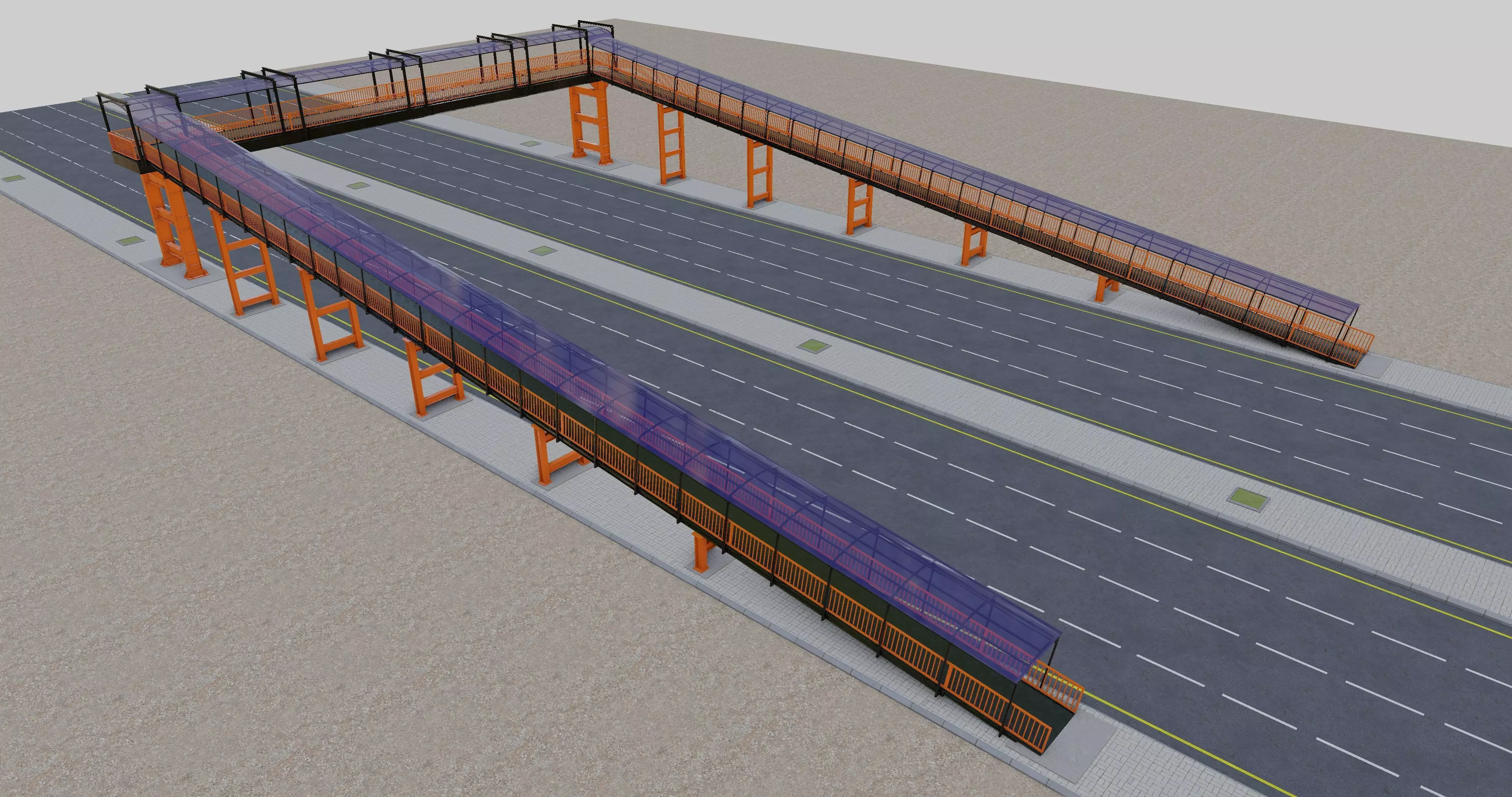 Steel Pedestrian Bridge Type-32 3D model