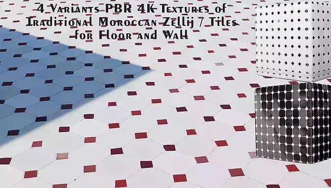 Ultra Realistic Textures of Moroccan zellij Tiles - 4 Variants- 3D model