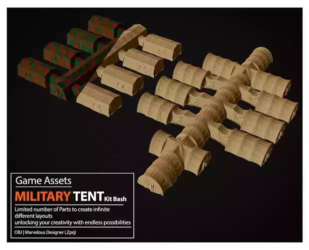 Game Assets - Military Tent Kit Bash