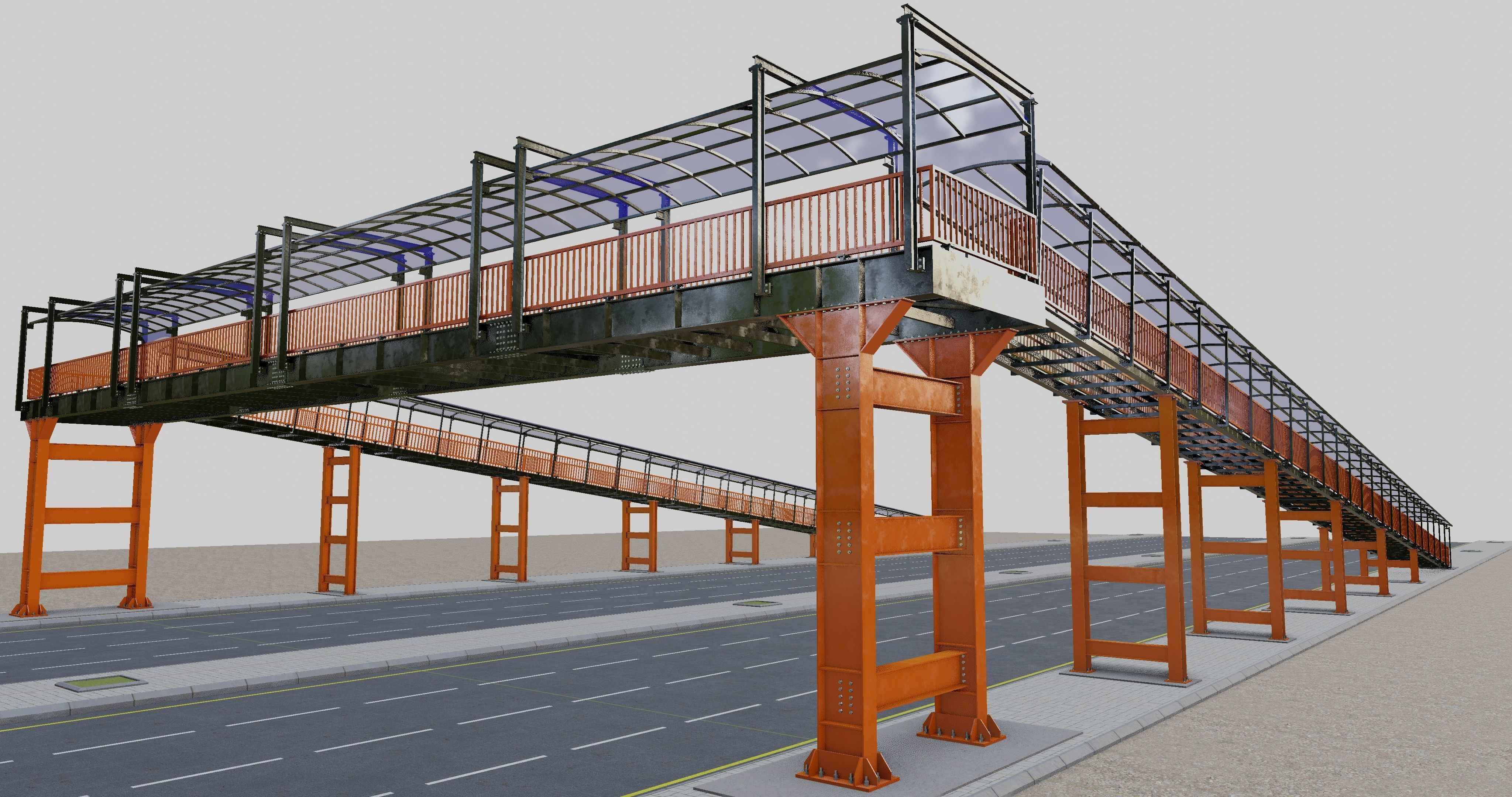 Steel Pedestrian Bridge Type-33 3D model_12