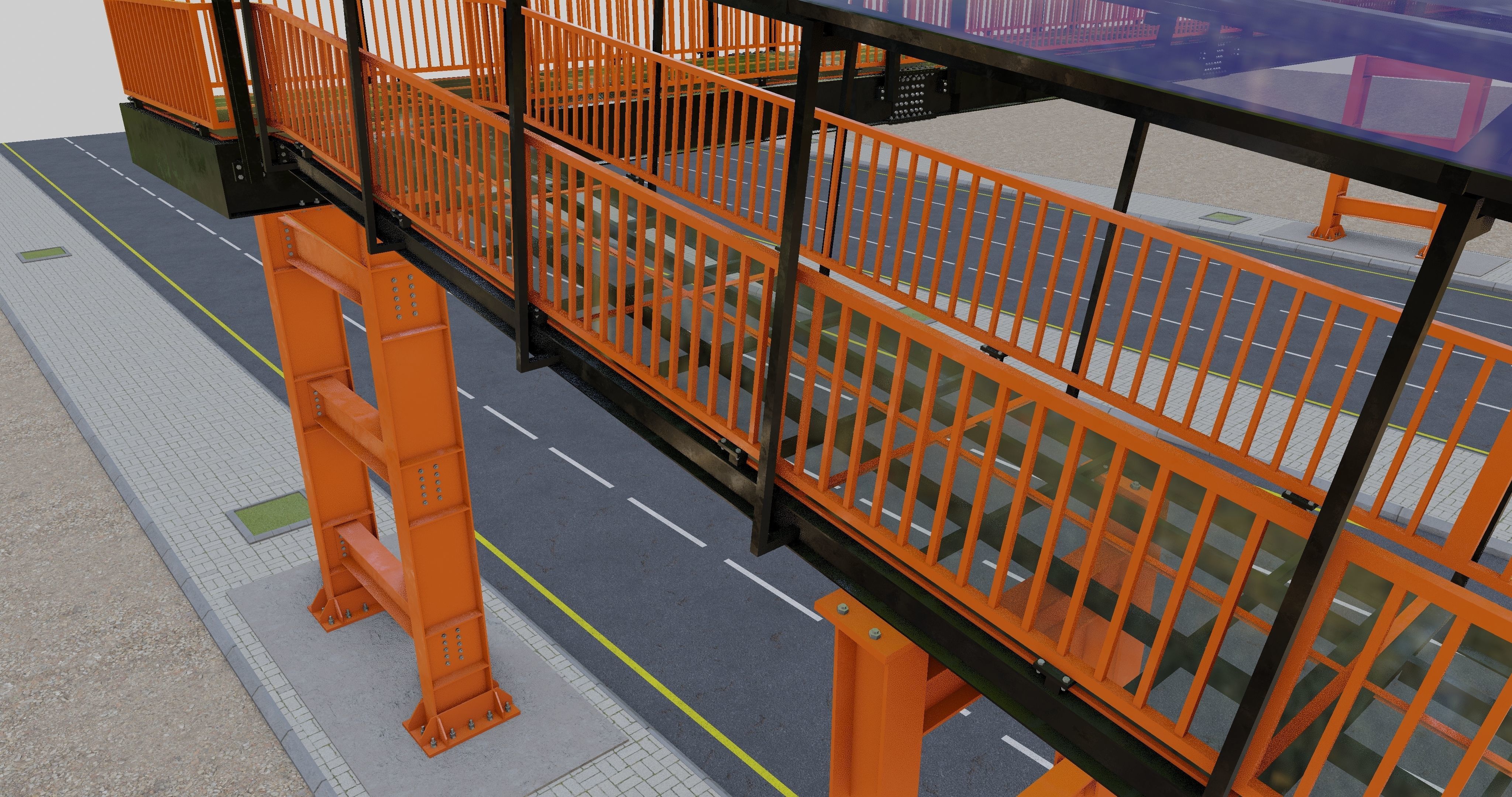 Steel Pedestrian Bridge Type-33 3D model_5