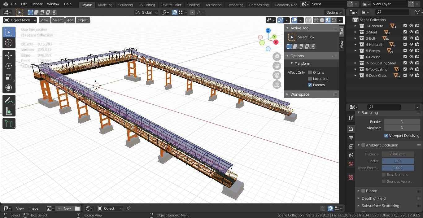Steel Pedestrian Bridge Type-33 3D model_30