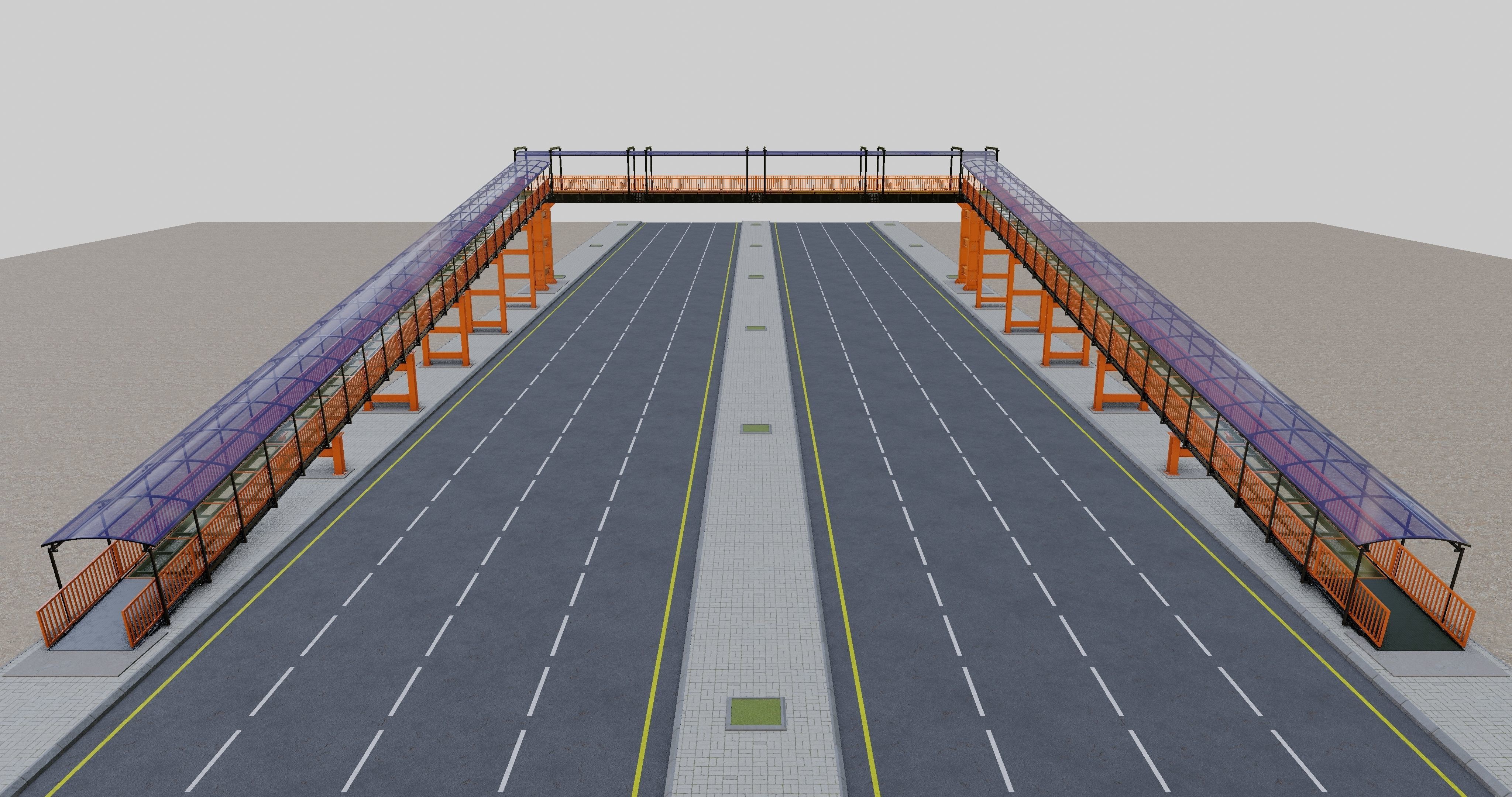 Steel Pedestrian Bridge Type-33 3D model_9