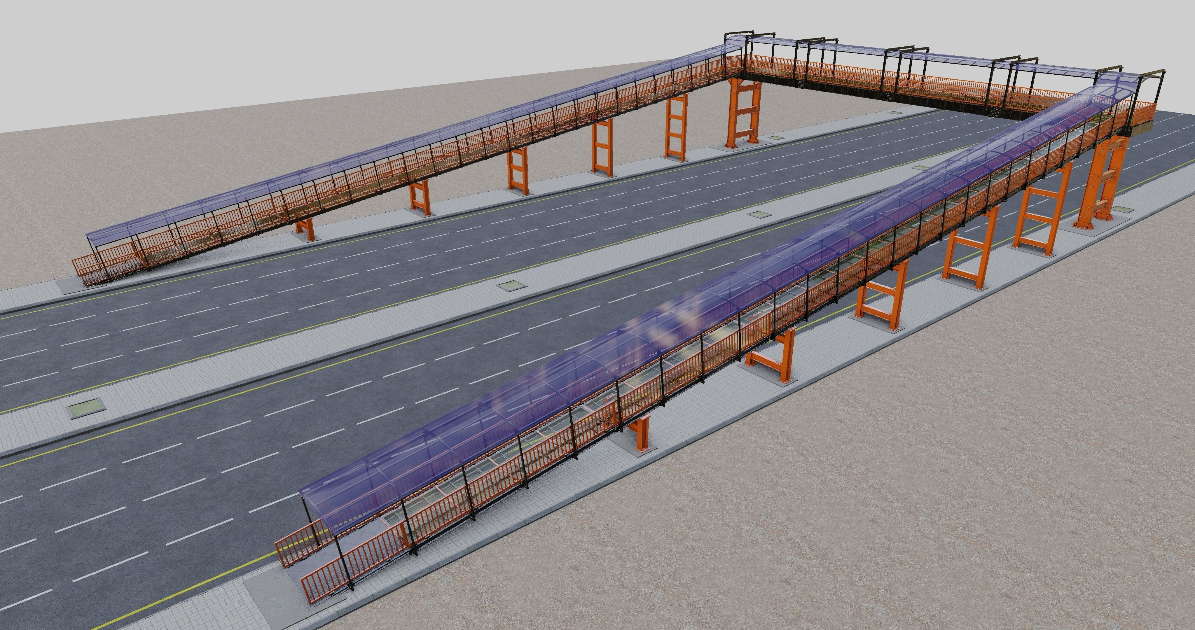 Steel Pedestrian Bridge Type-33 3D model_1