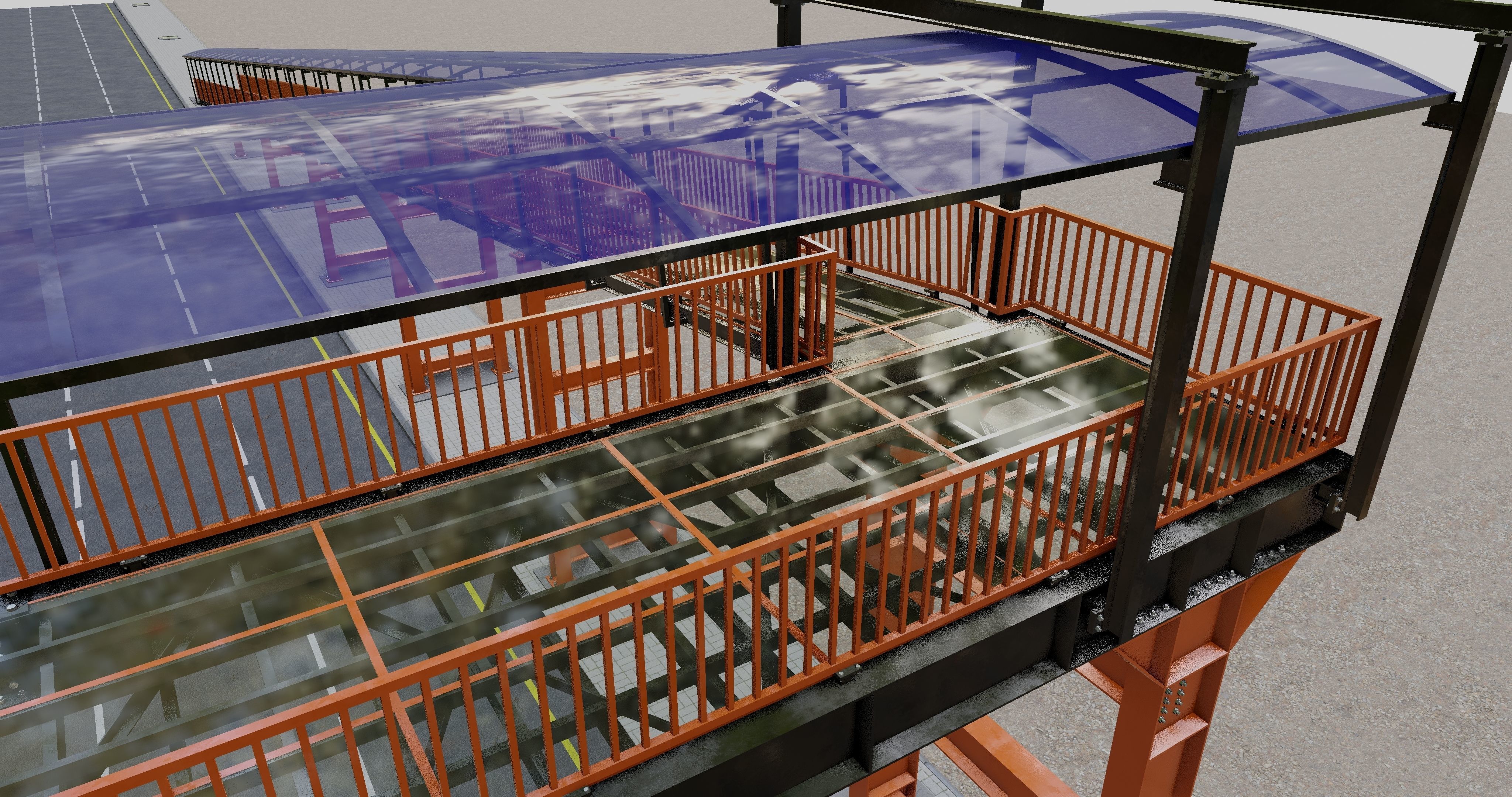 Steel Pedestrian Bridge Type-33 3D model_2