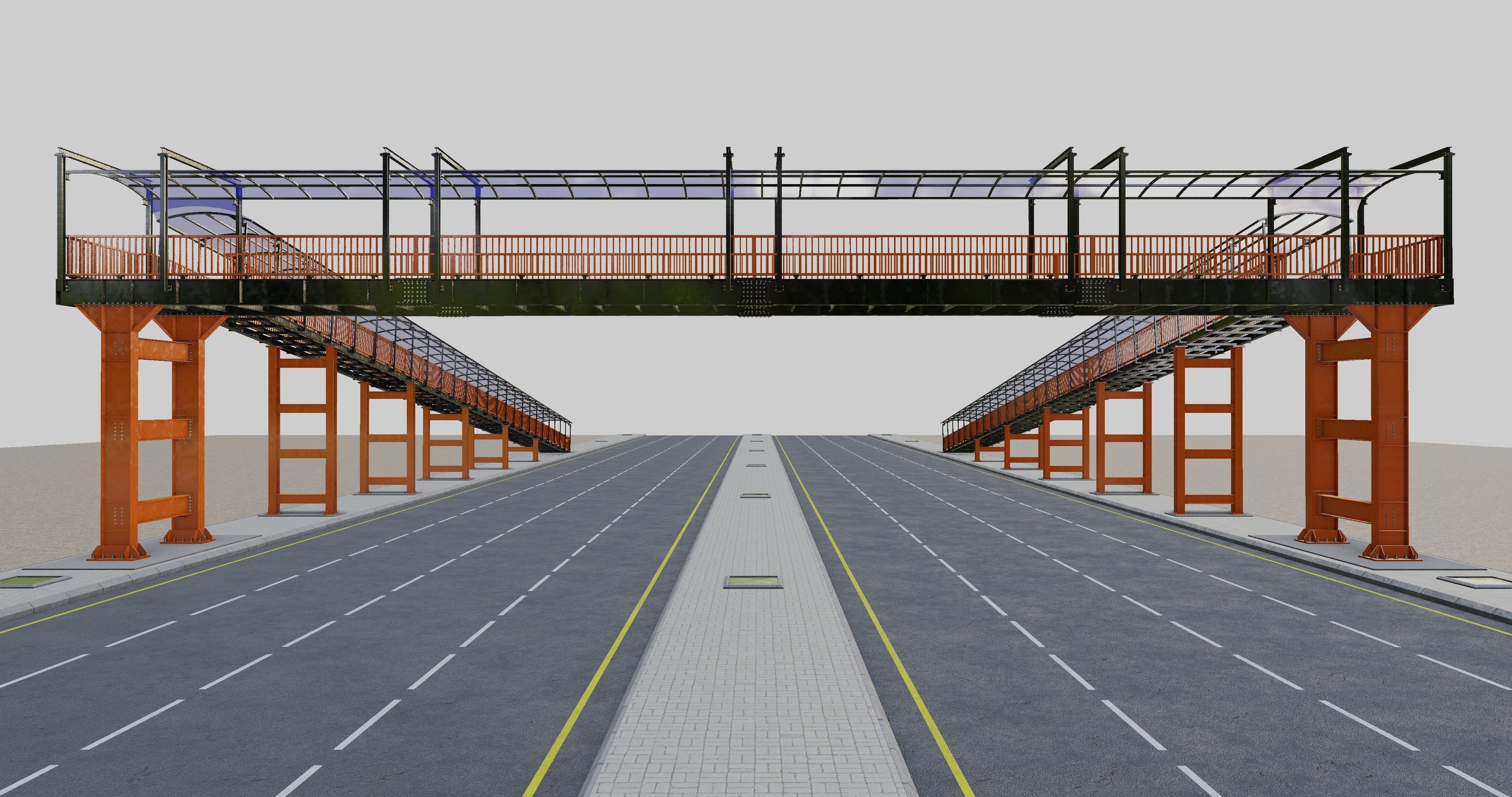 Steel Pedestrian Bridge Type-33 3D model_15
