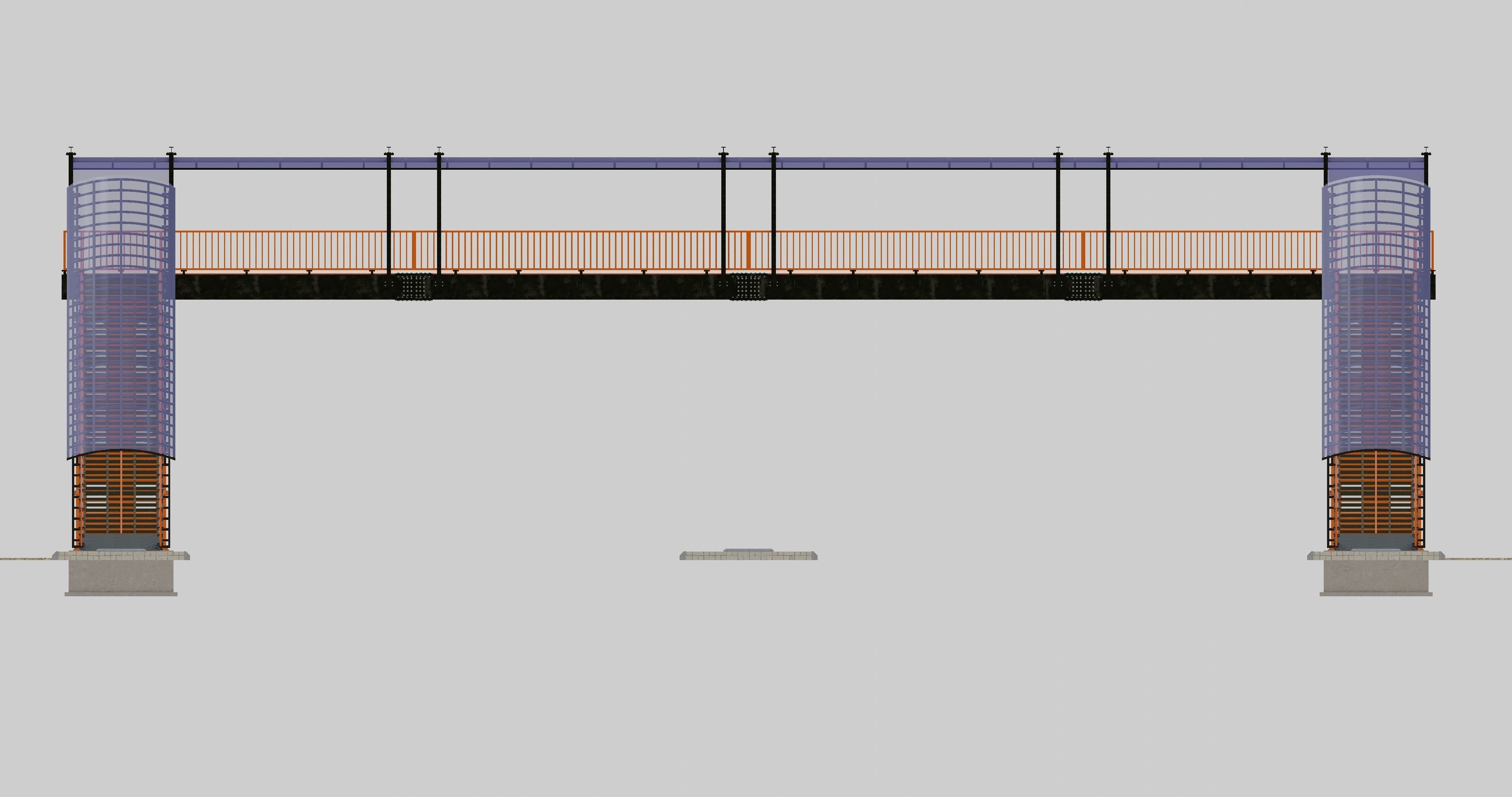 Steel Pedestrian Bridge Type-33 3D model_20