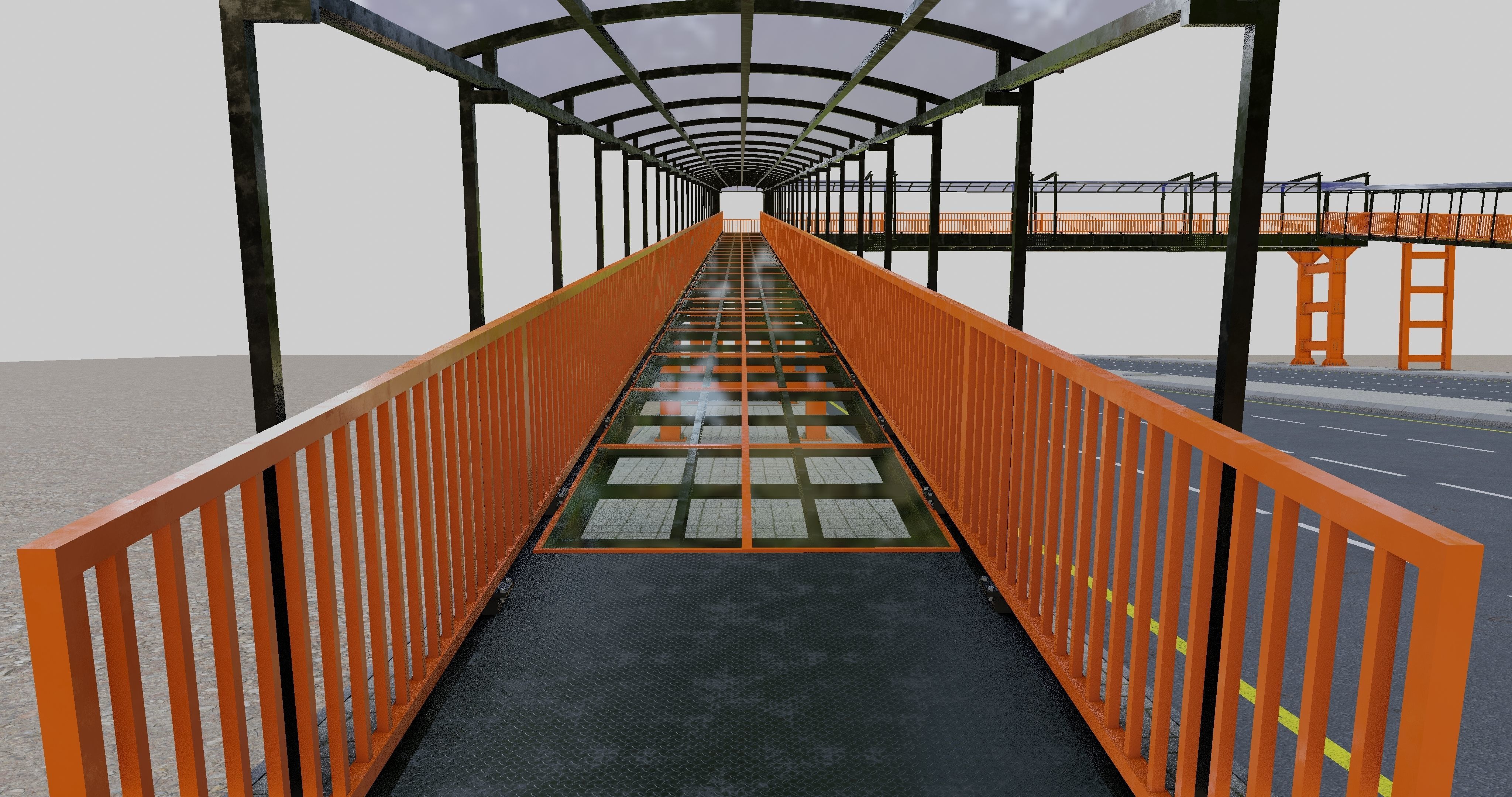 Steel Pedestrian Bridge Type-33 3D model_3