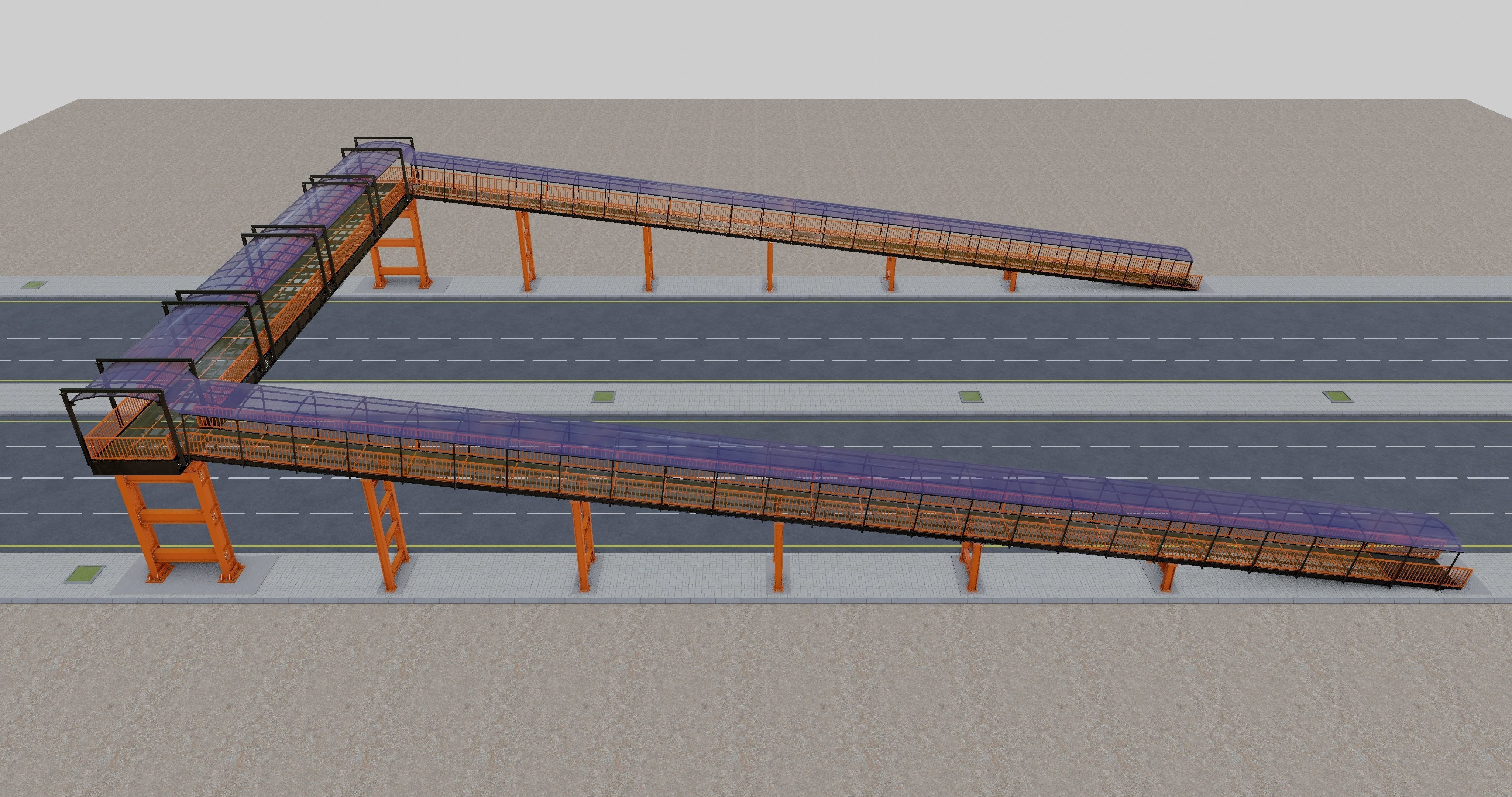 Steel Pedestrian Bridge Type-33 3D model_7