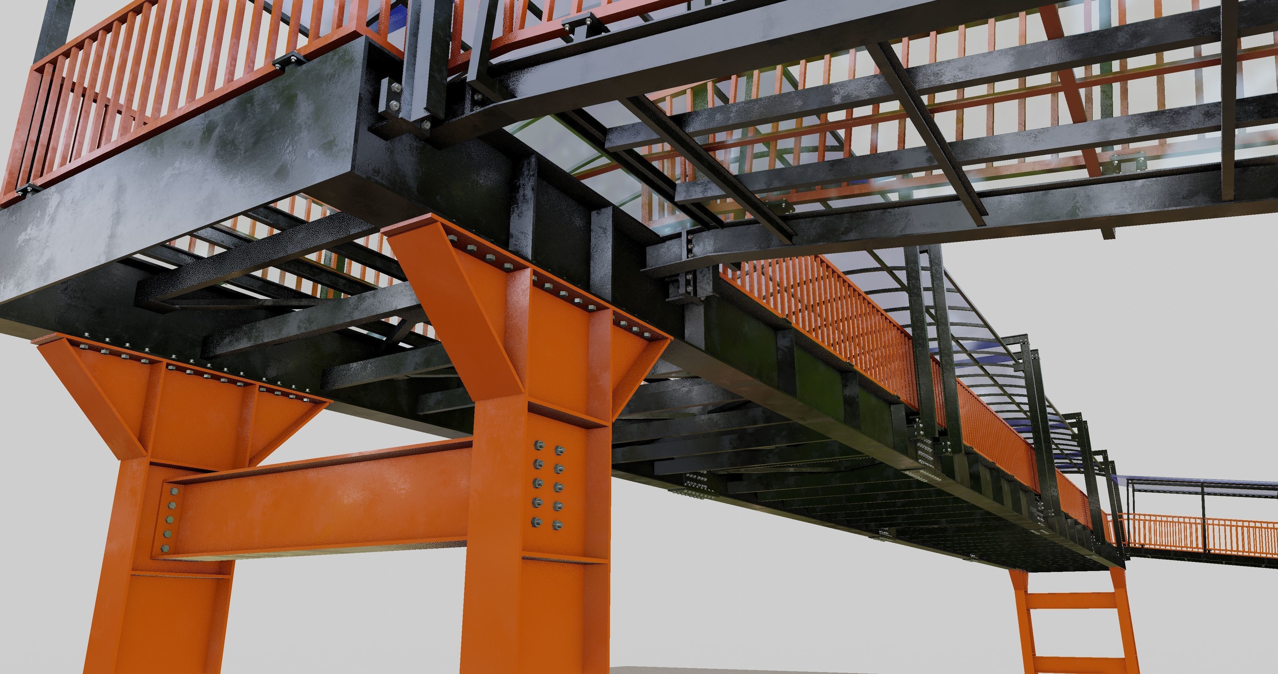 Steel Pedestrian Bridge Type-33 3D model_16