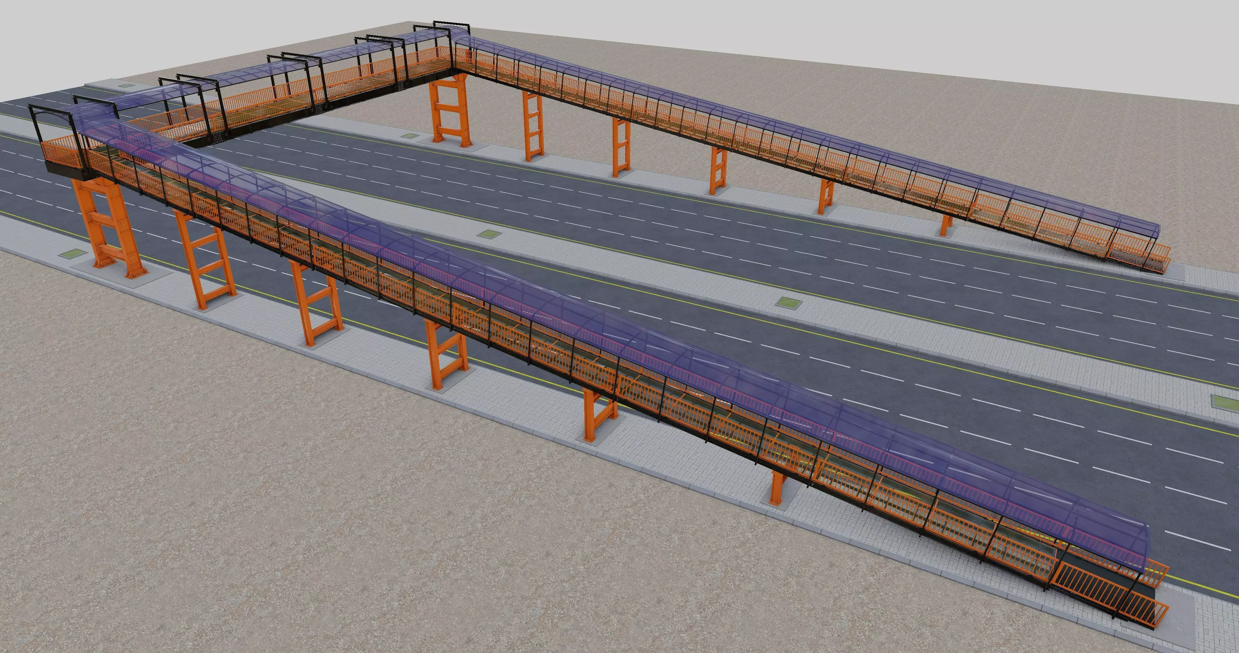 Steel Pedestrian Bridge Type-33 3D model_0