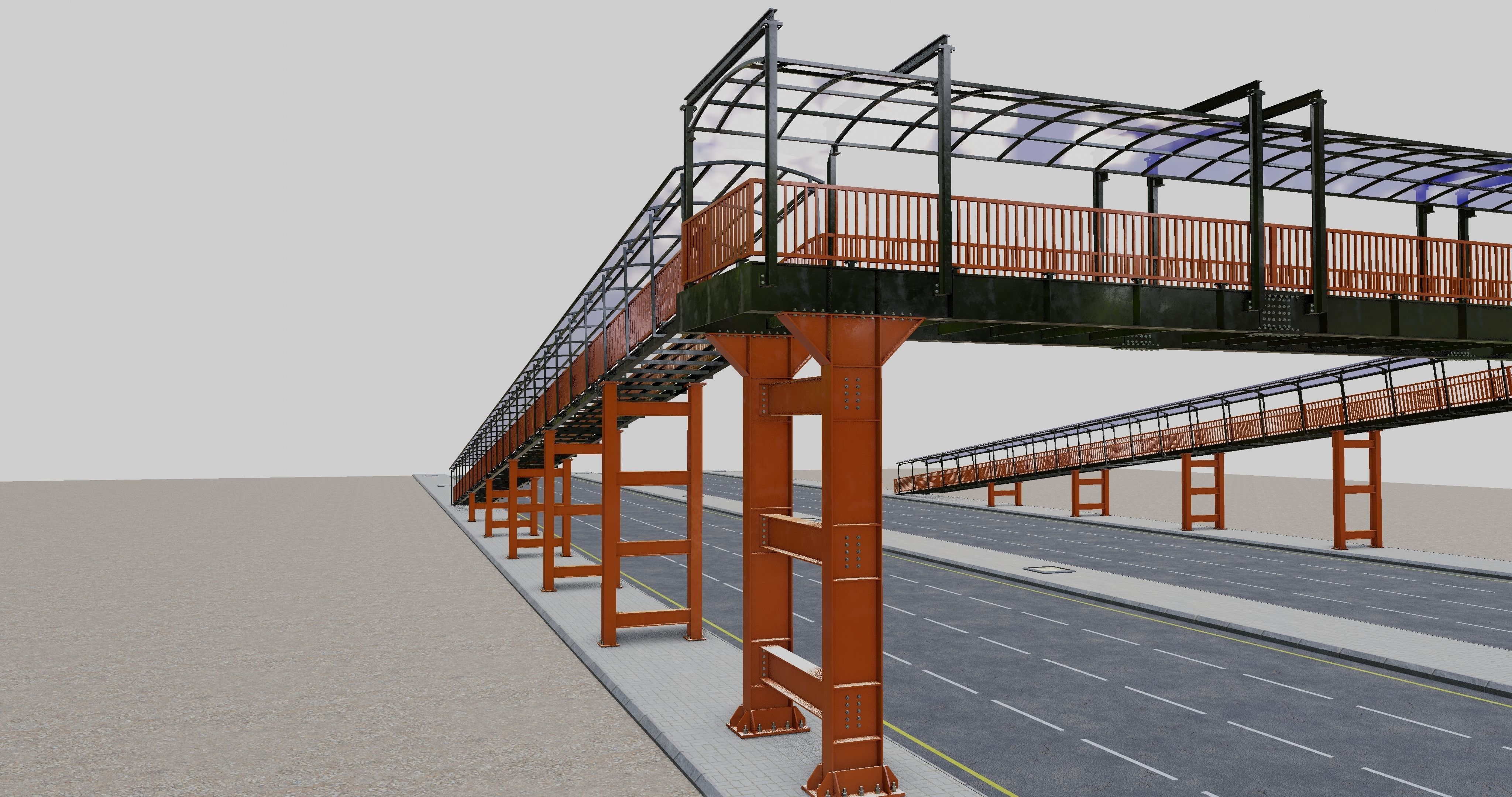 Steel Pedestrian Bridge Type-33 3D model_21