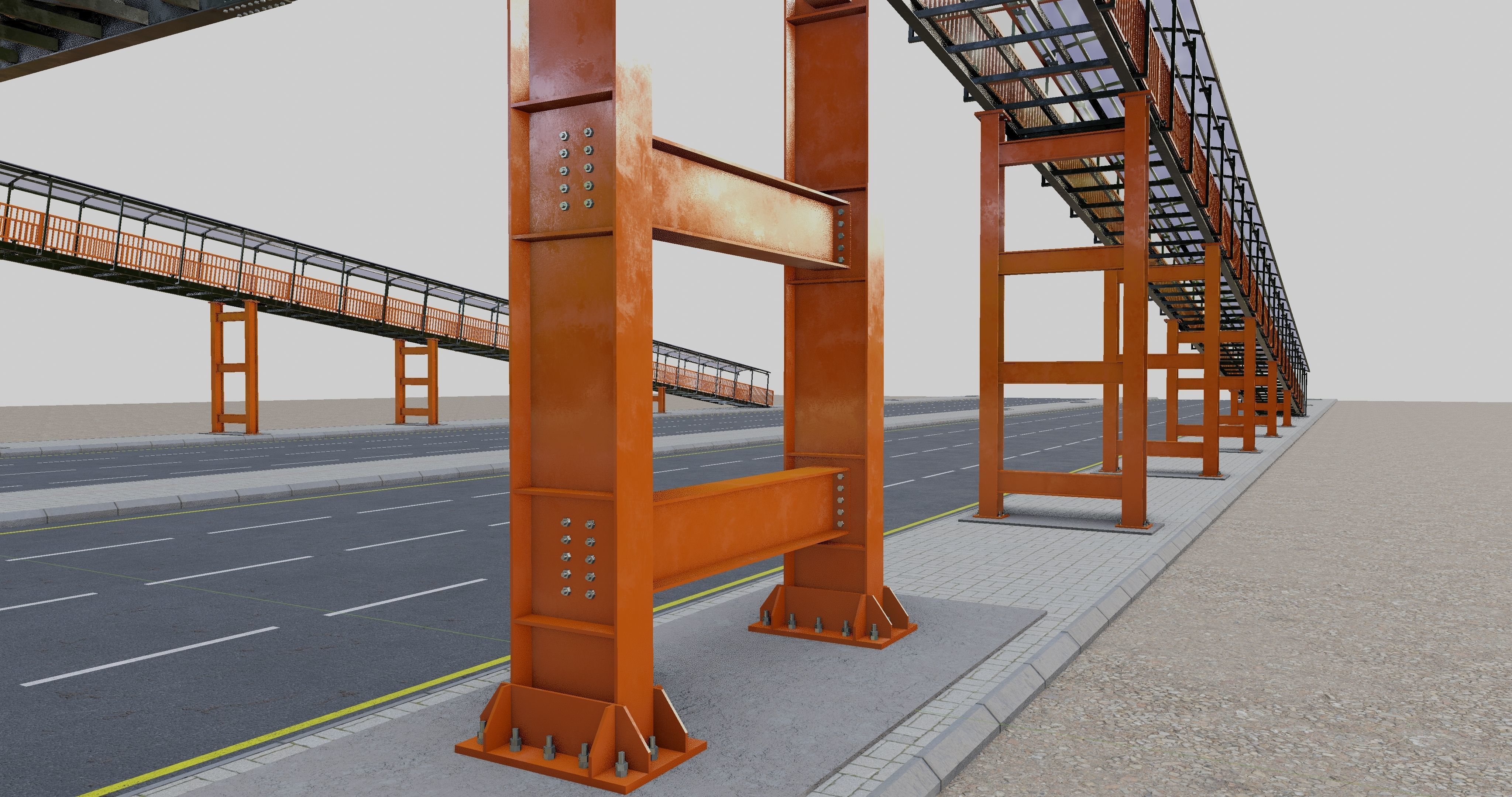 Steel Pedestrian Bridge Type-33 3D model_13