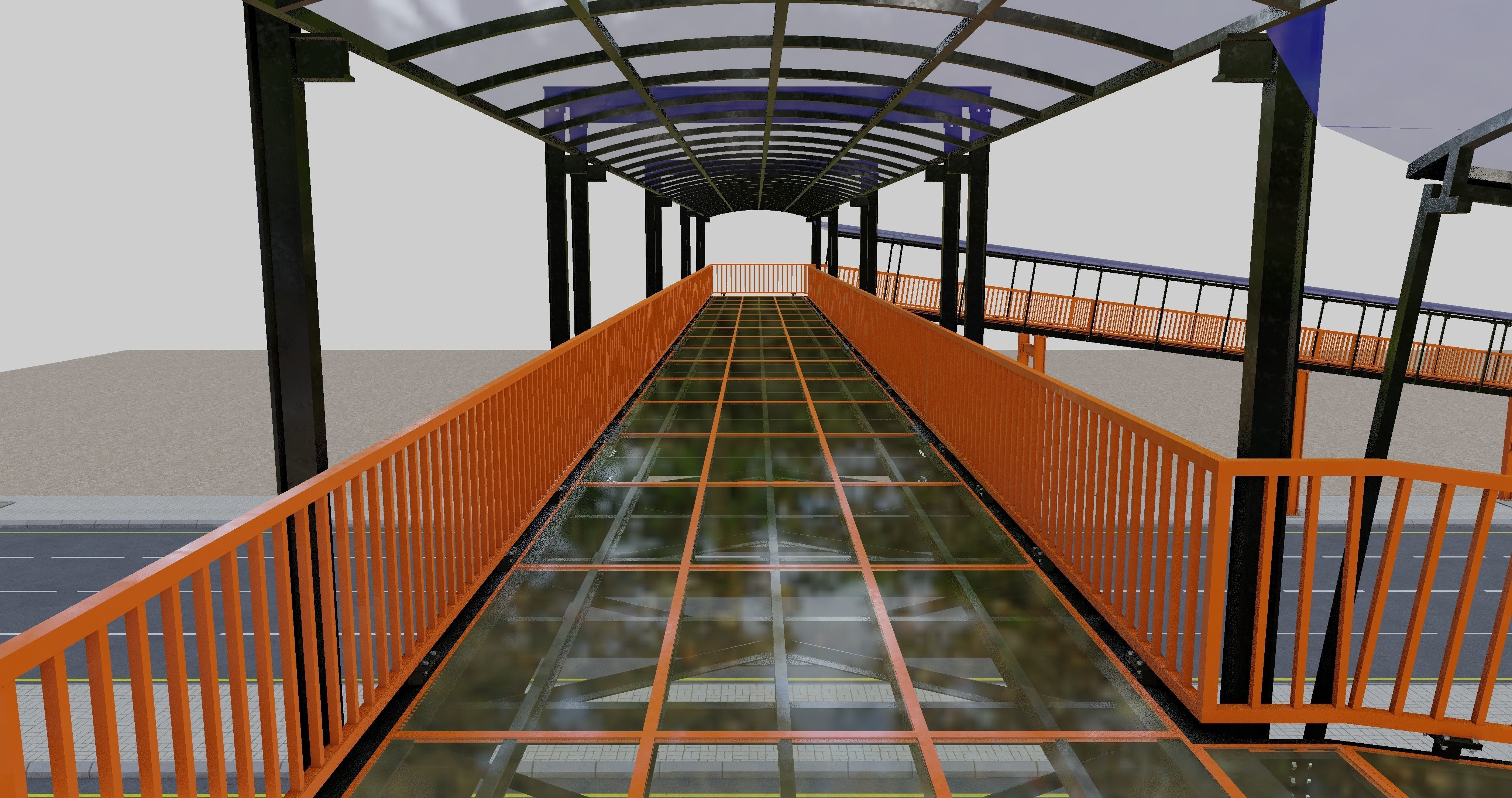 Steel Pedestrian Bridge Type-33 3D model_4