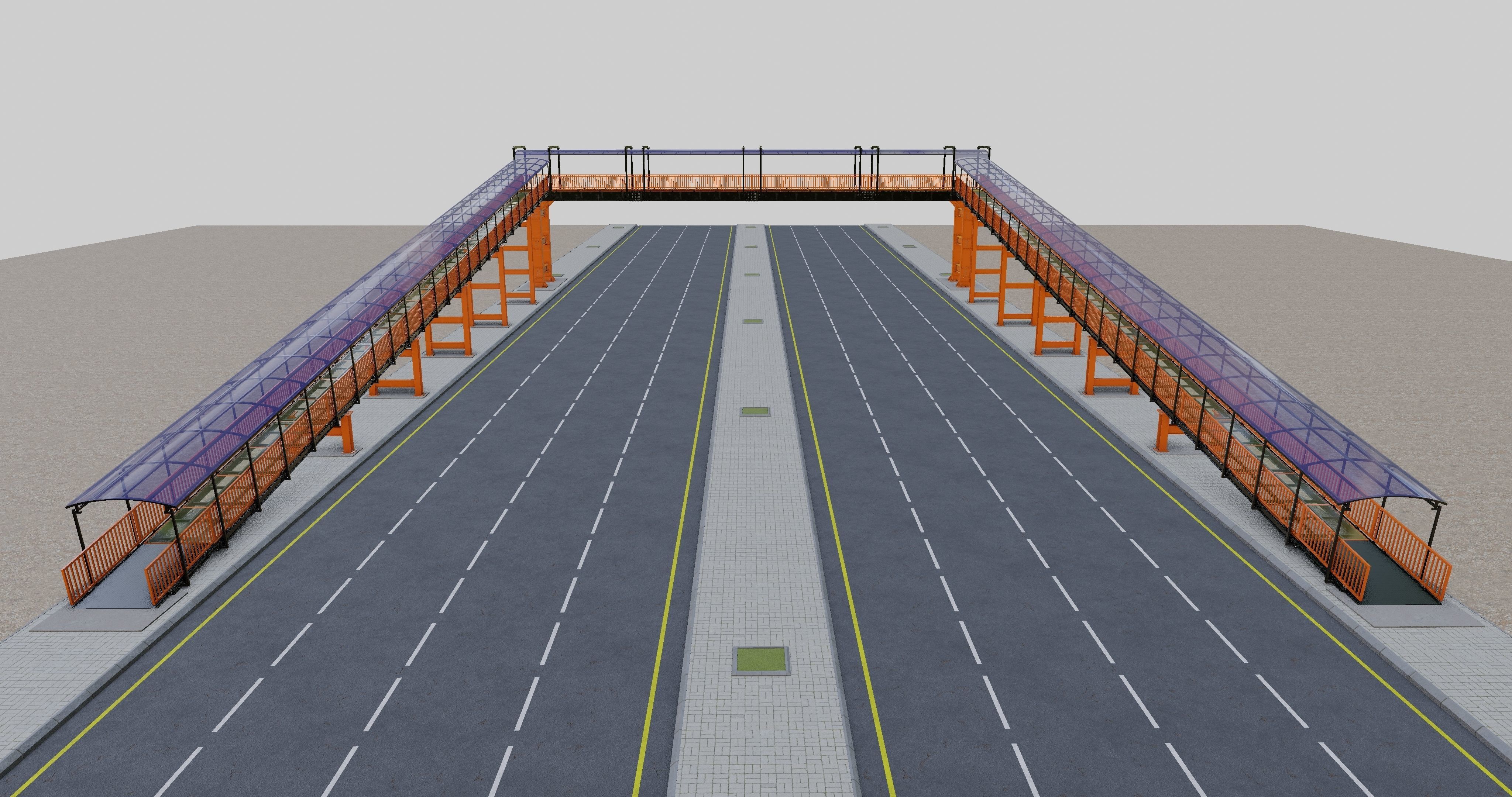 Steel Pedestrian Bridge Type-33 3D model_17