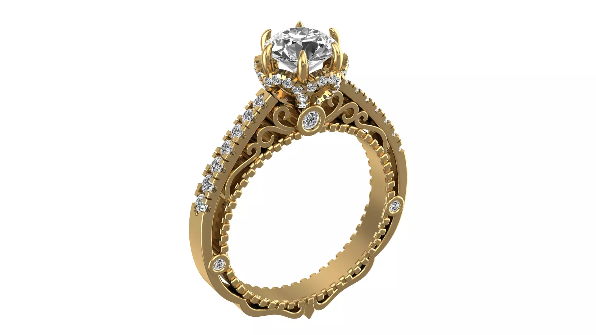 Engagement Gold Jewellery Rings 3D Model 3D print model