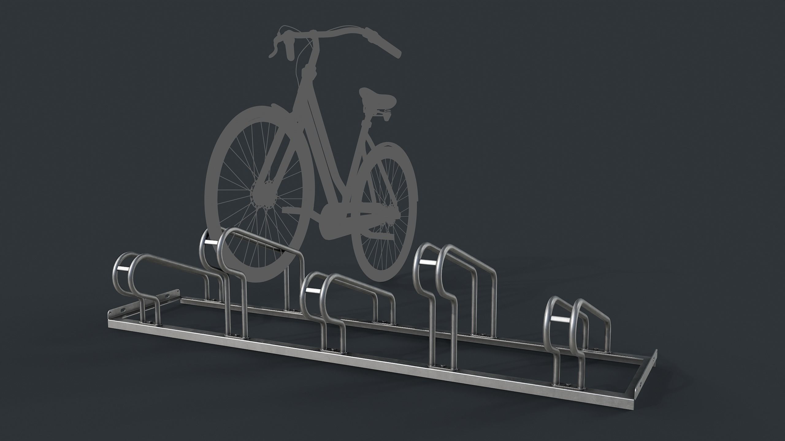 Bike Rack 4 PBR Game Ready Low-poly 3D model_2