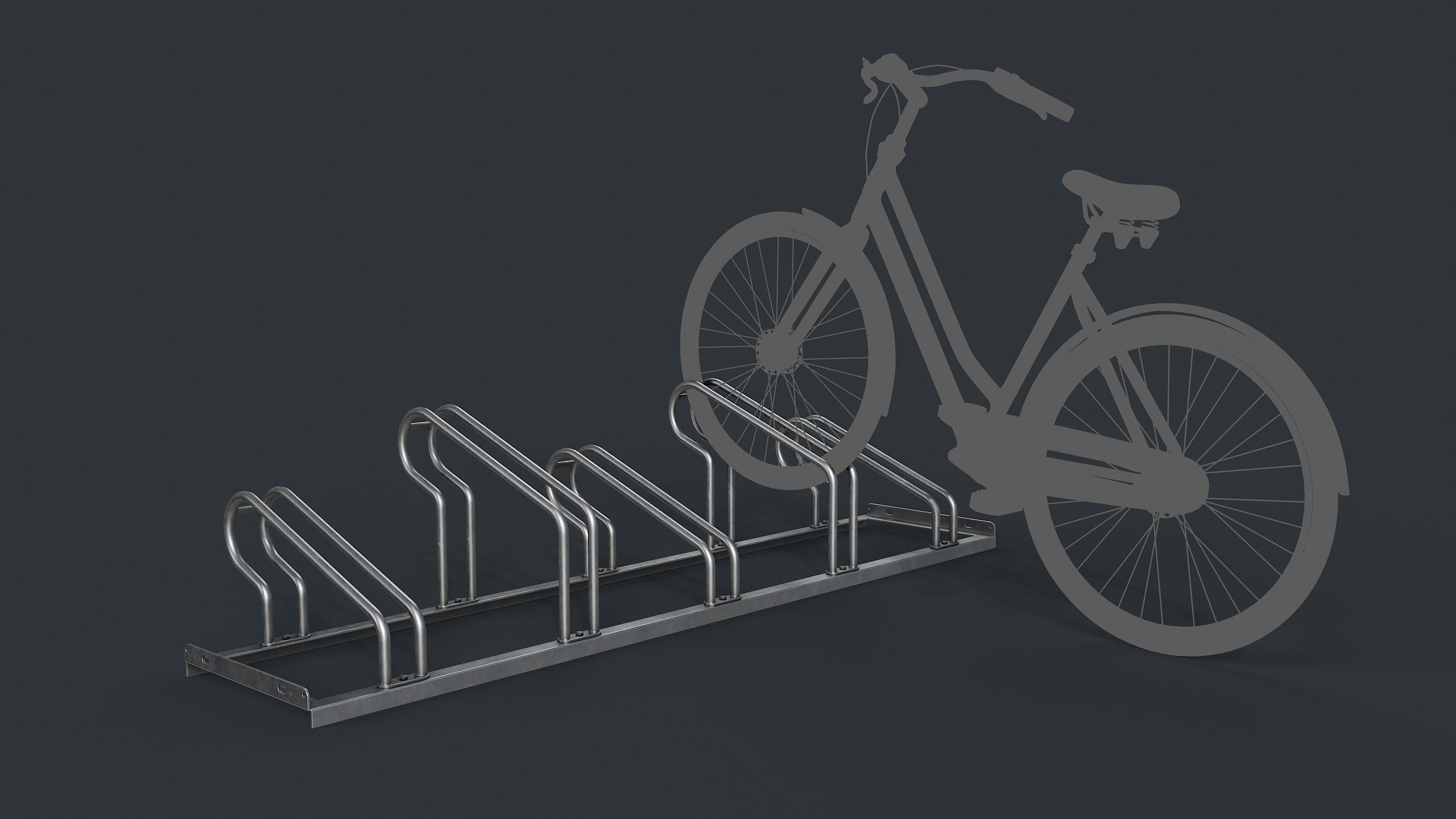 Bike Rack 4 PBR Game Ready Low-poly 3D model_1