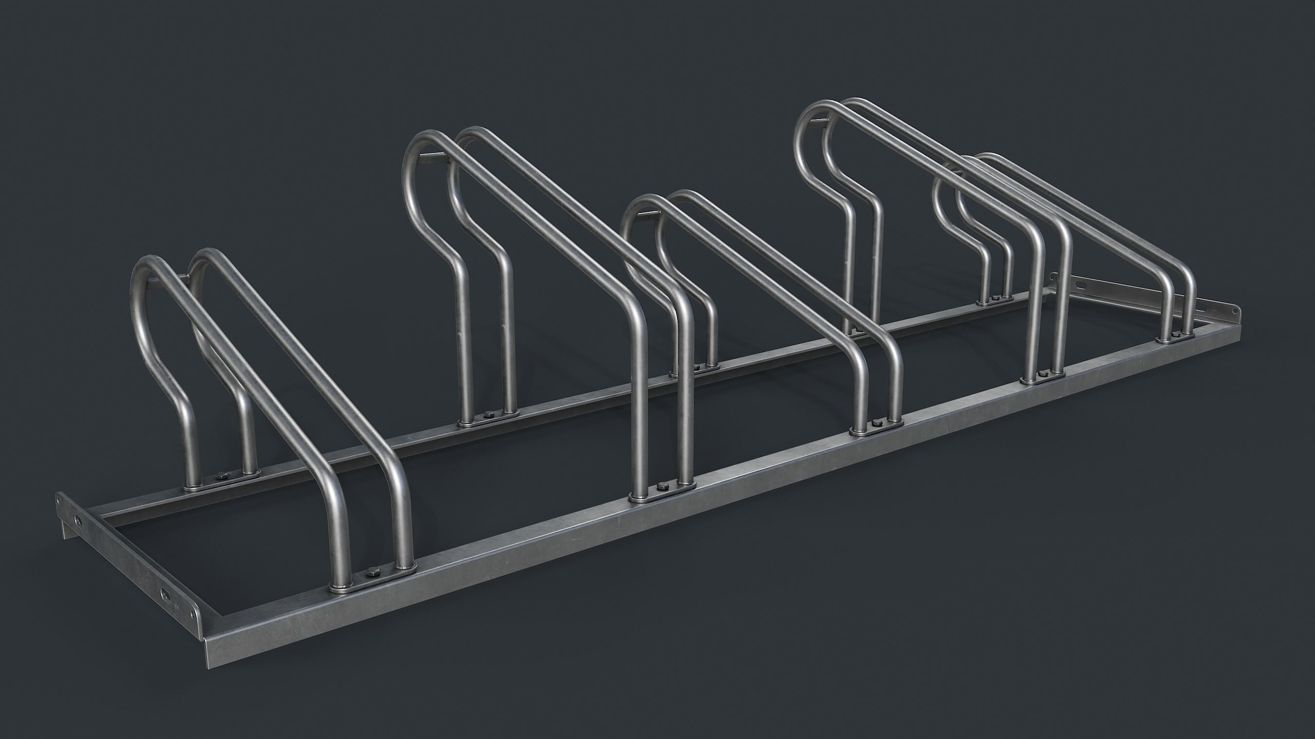 Bike Rack 4 PBR Game Ready Low-poly 3D model_3