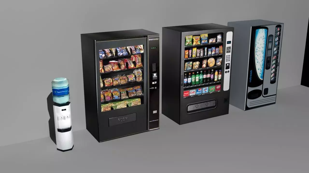 Office Drink Machines Low Poly Free low-poly 3D model_0