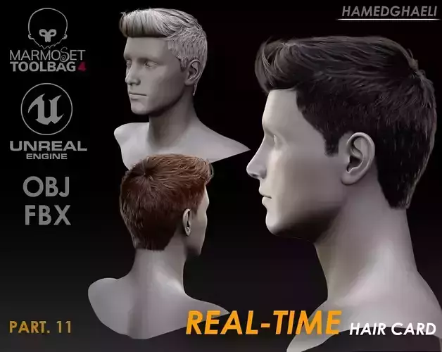 Real Time Hair Card Male Hairstyle part 11